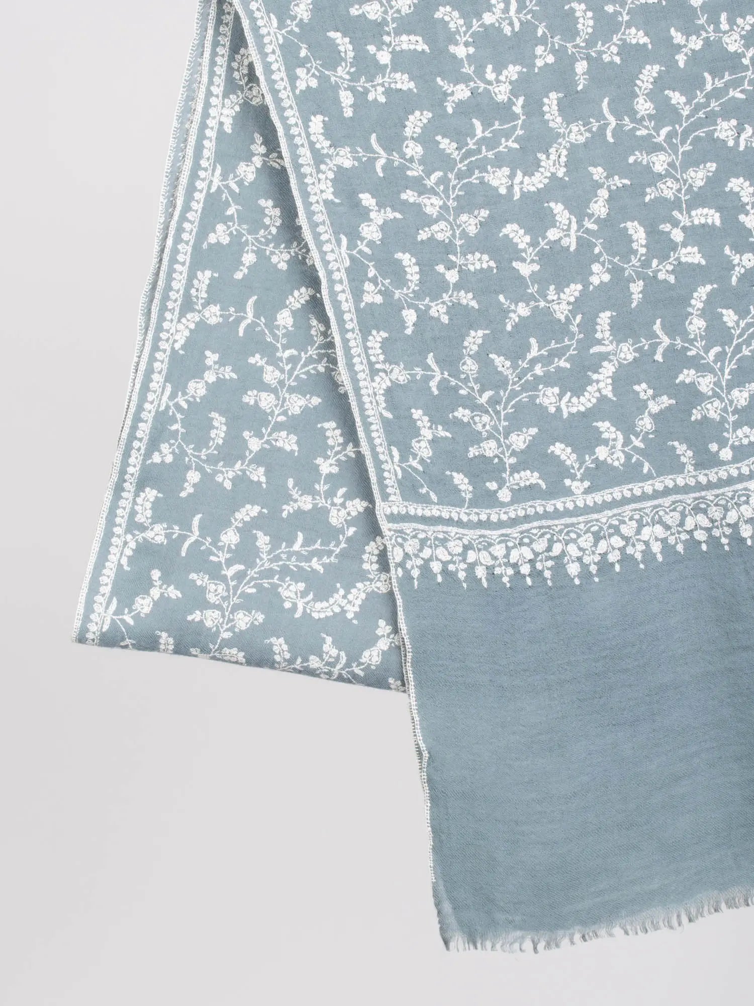 Grey Embroidered Cashmere Scarf - MENTOR Shahkaar