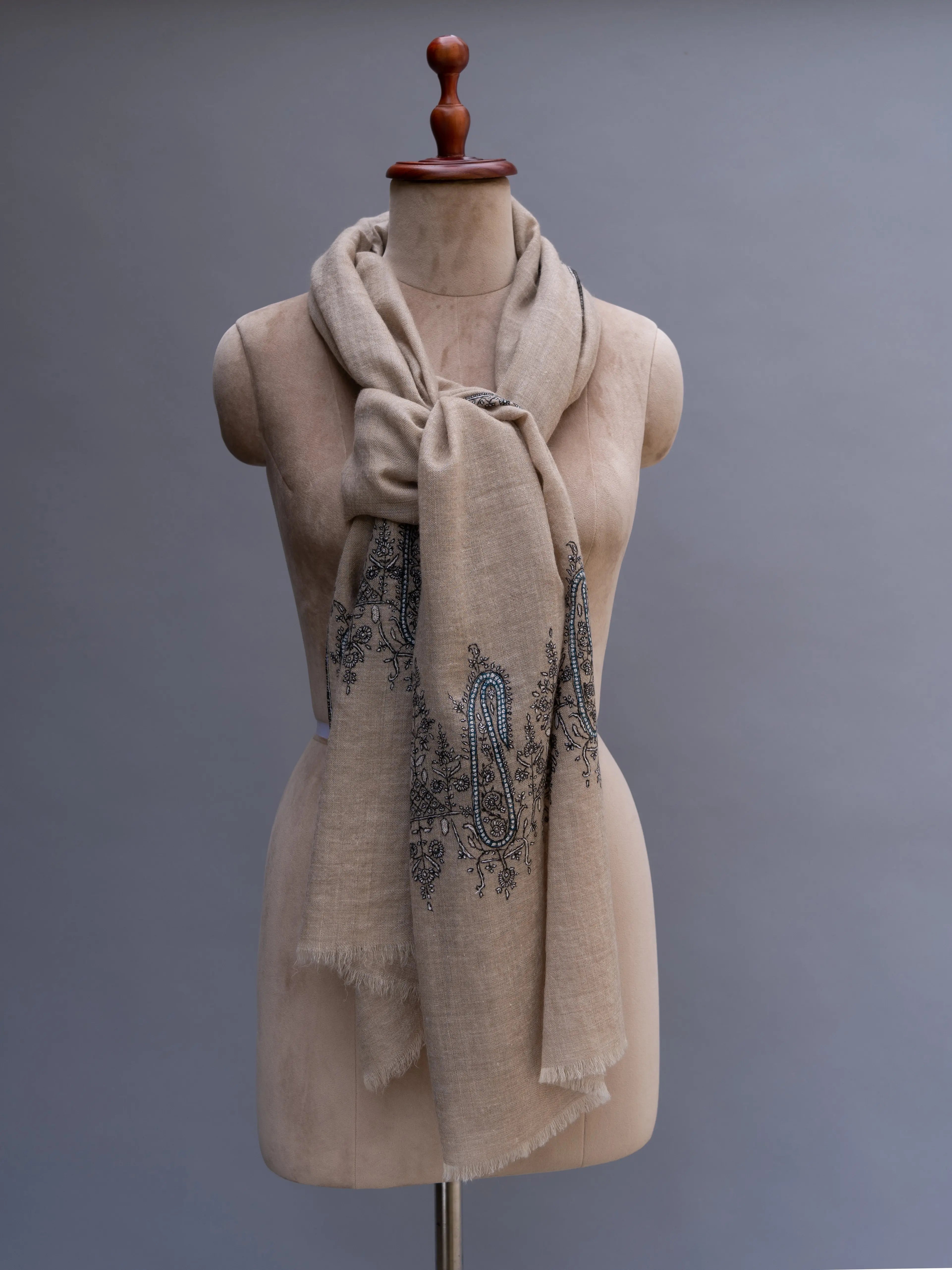 Grey Evening Wear Cashmere Wrap Shahkaar