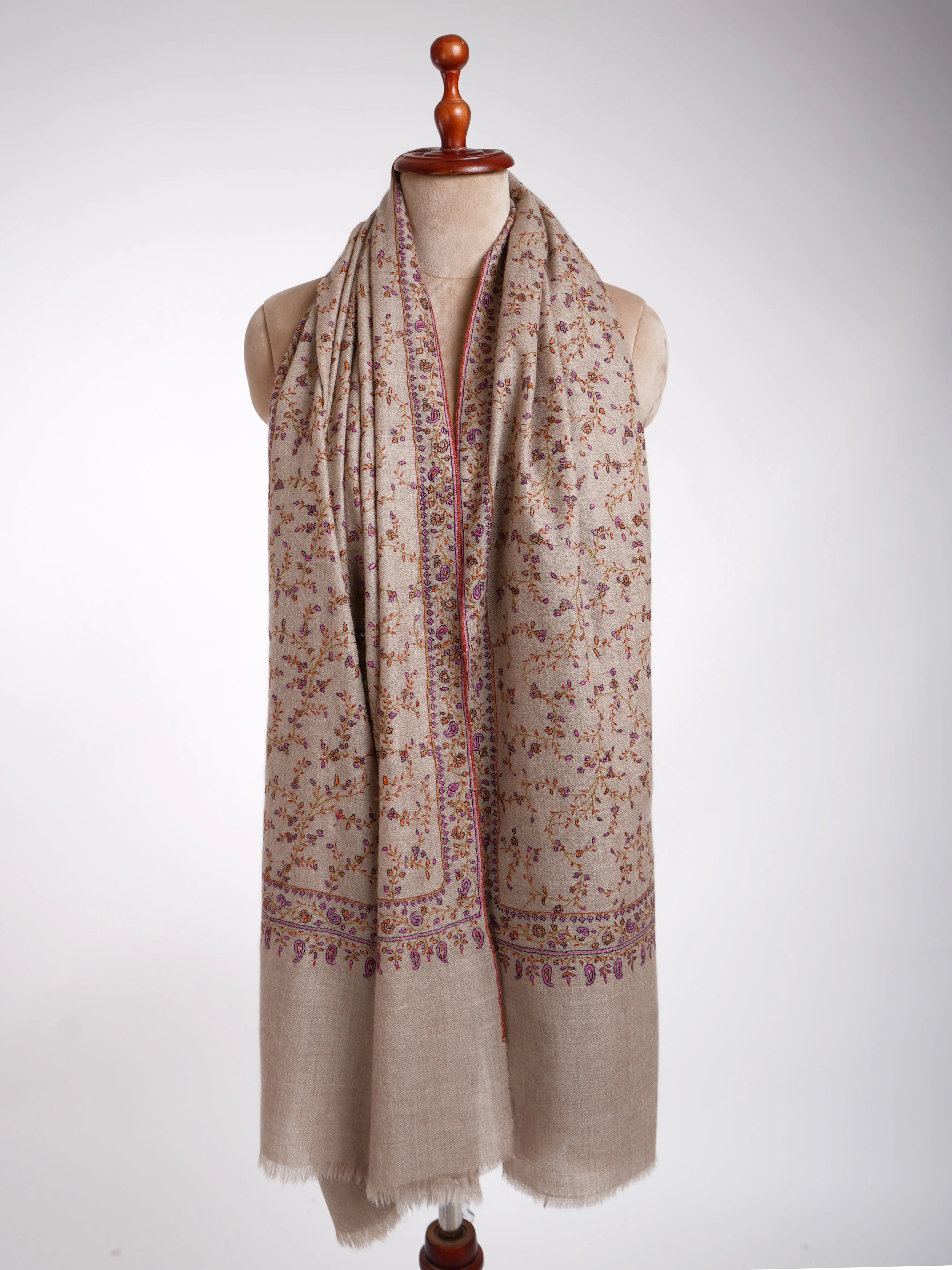 Grey Handmade Bridal Pashmina Shawl Shahkaar