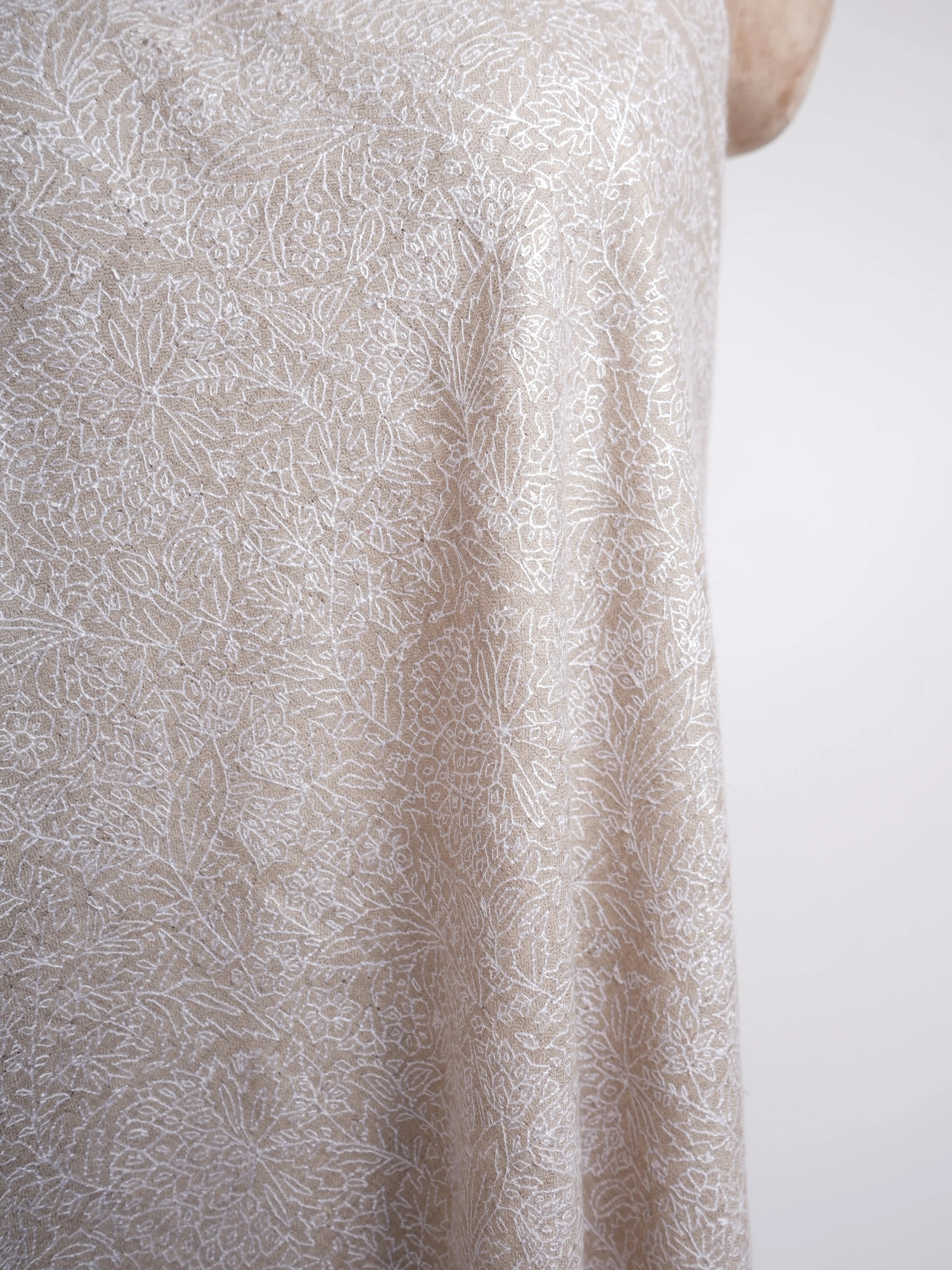 Grey with White Embroidered Pashmina Shawl Shahkaar