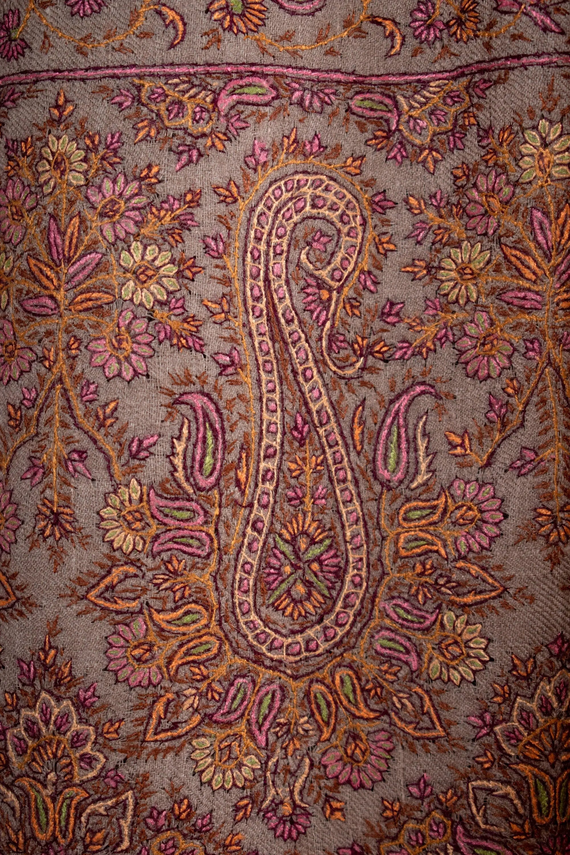 Hamid XL Cashmere Shawl, Special Paisley Motif on Natural Zati Pashmina Base, Oversized Shawl, Travel Wrap, 54x108" Shahkaar