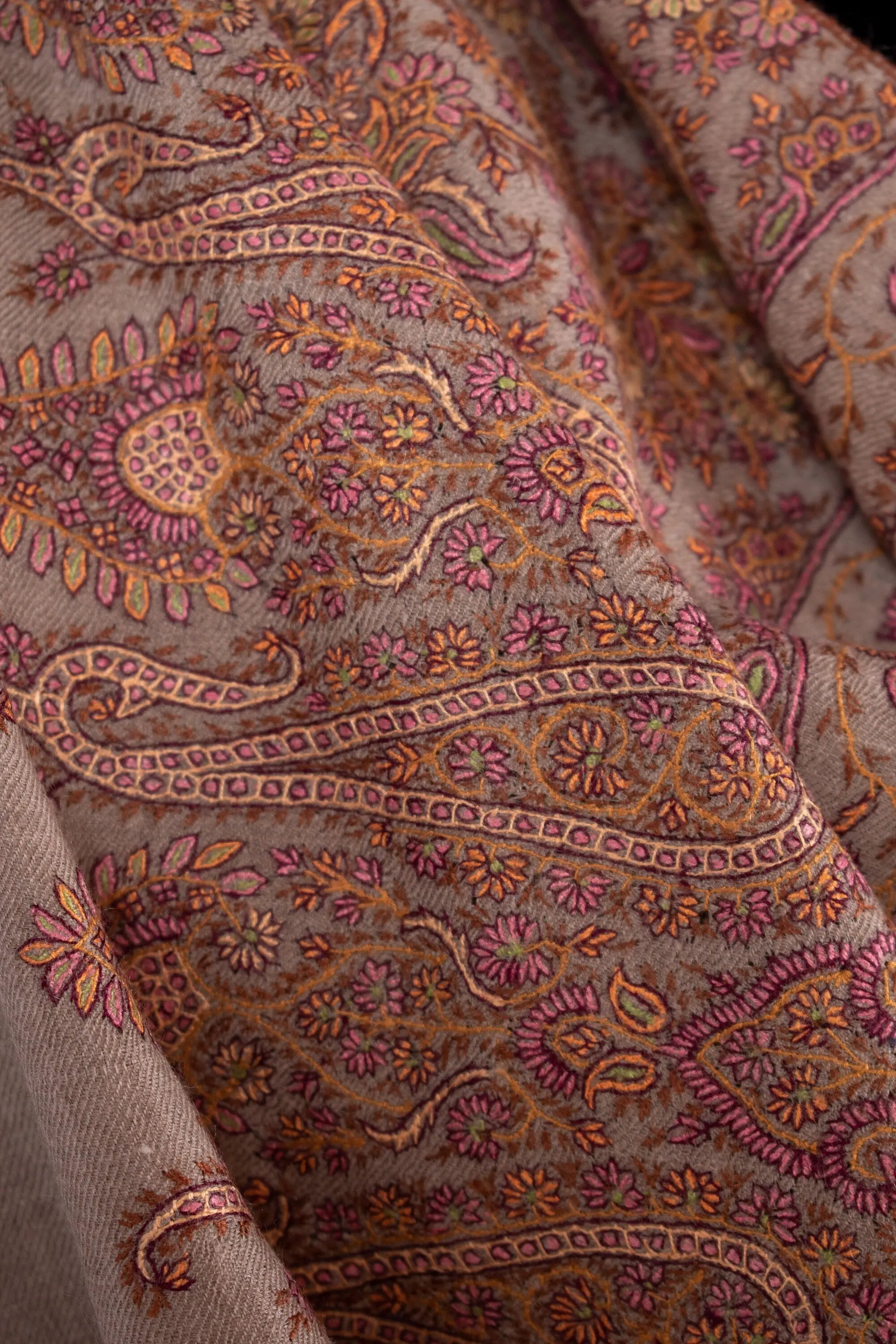 Hamid XL Cashmere Shawl, Special Paisley Motif on Natural Zati Pashmina Base, Oversized Shawl, Travel Wrap, 54x108" Shahkaar