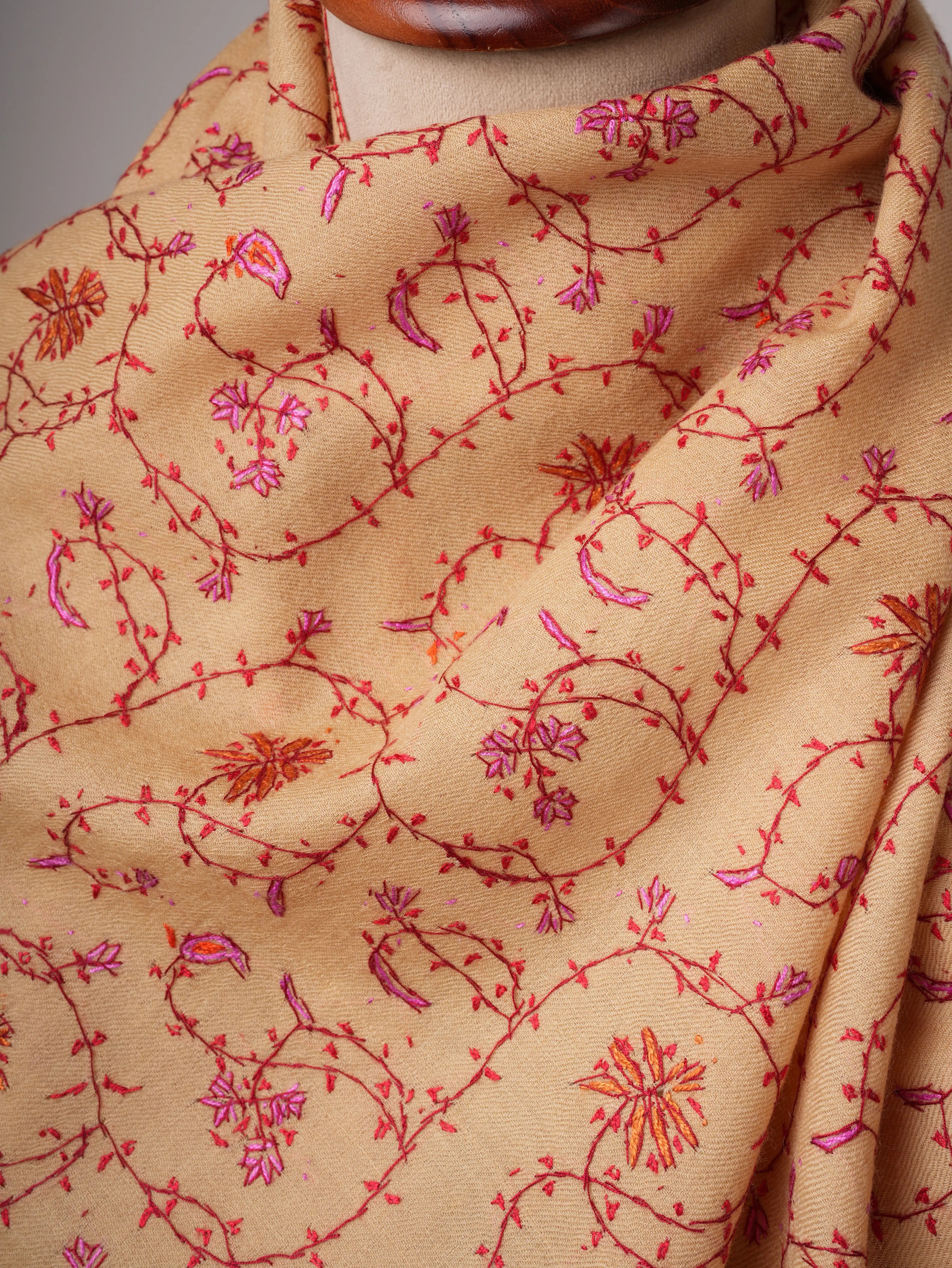 Hand Embroidered Jali Motif Kashmiri Wool Shawl Shahkaar