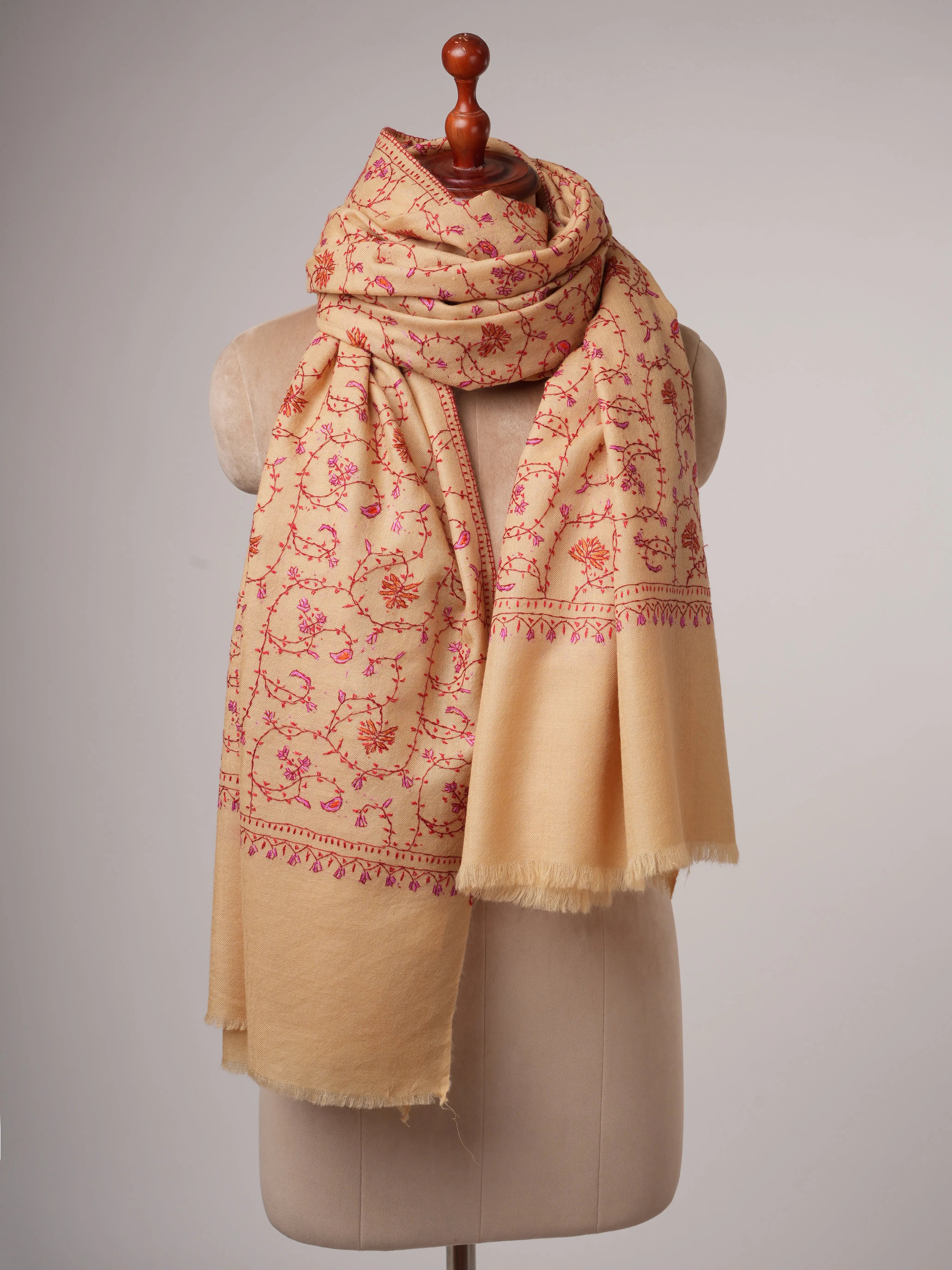 Hand Embroidered Jali Motif Kashmiri Wool Shawl Shahkaar