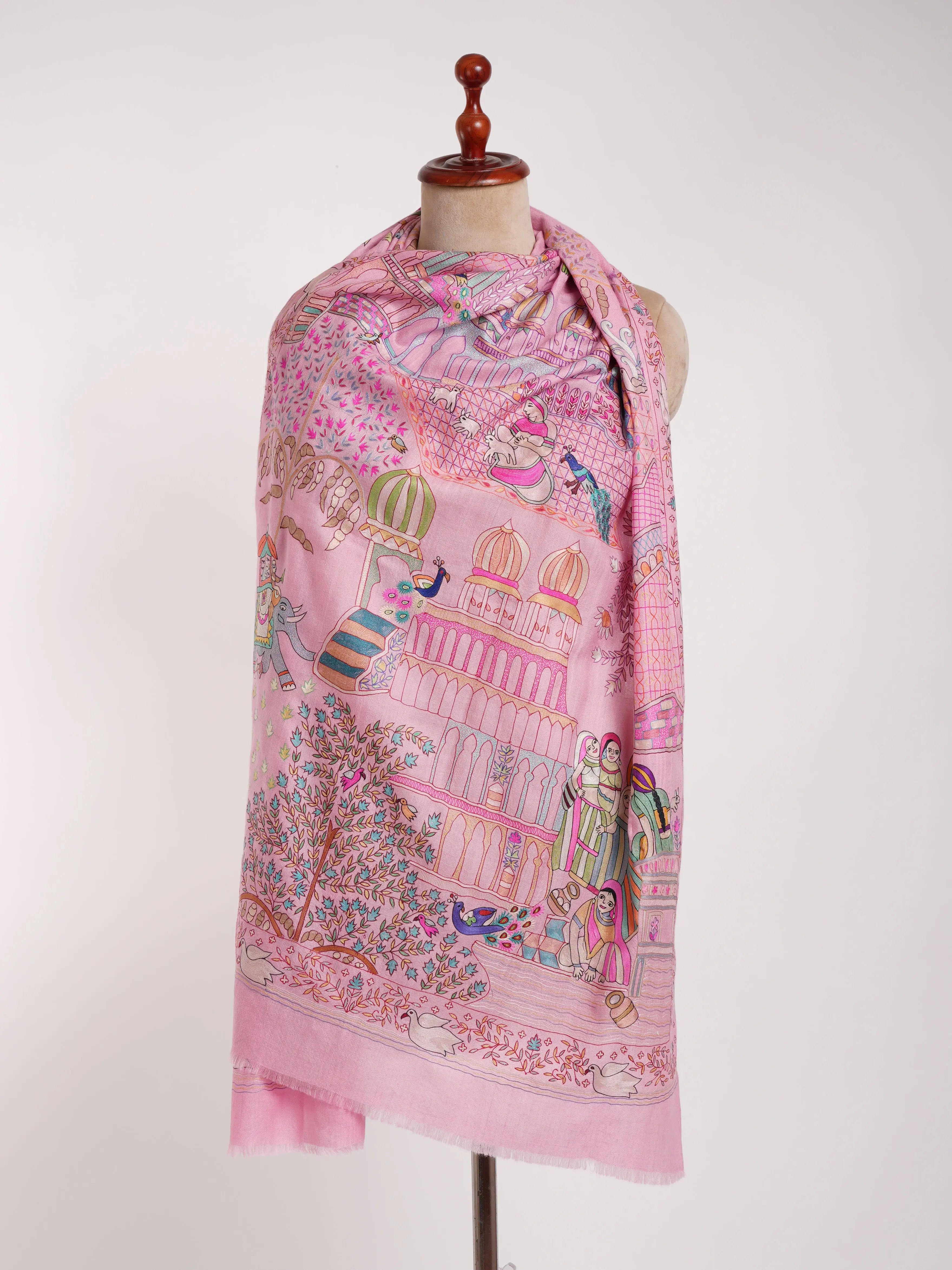 Hand Embroidered Jamavar Cashmere Scarf Taffy Shahkaar