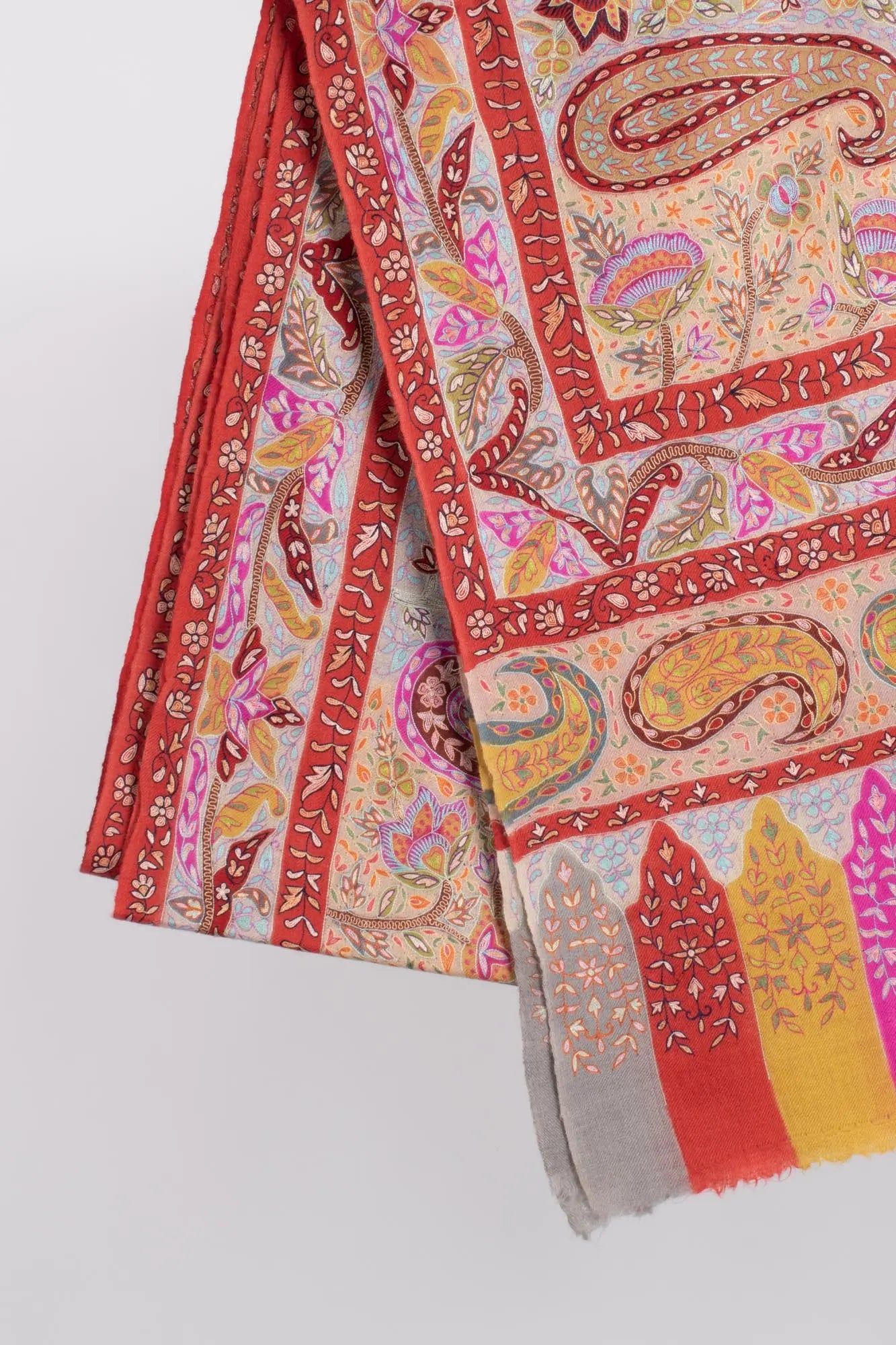 Hand Embroidered Kalamkari Shawl - RANCHI Shahkaar