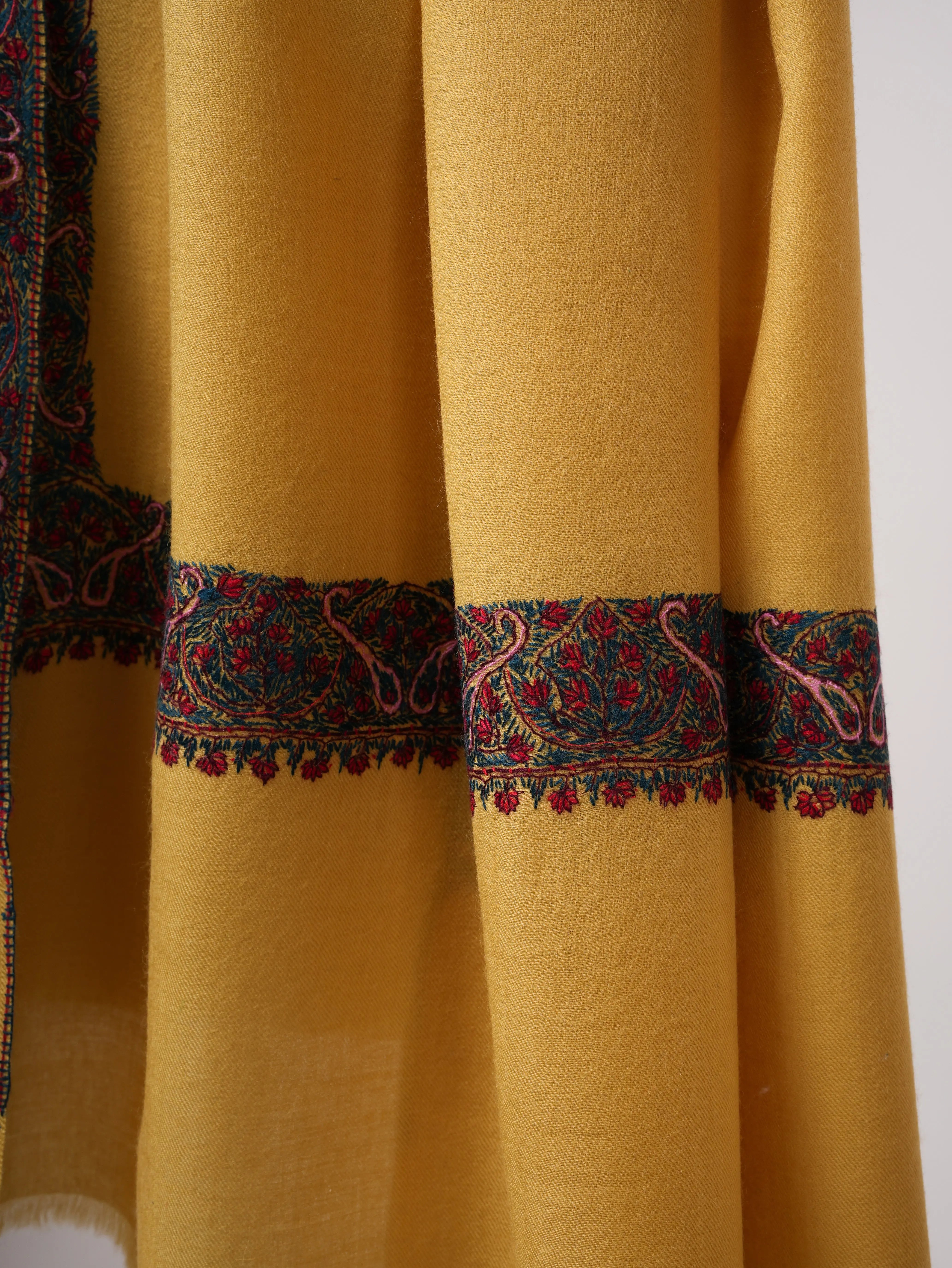 Hand Embroidered Kashmiri Shawl with Neemdaur Motif in Fine Wool Shahkaar
