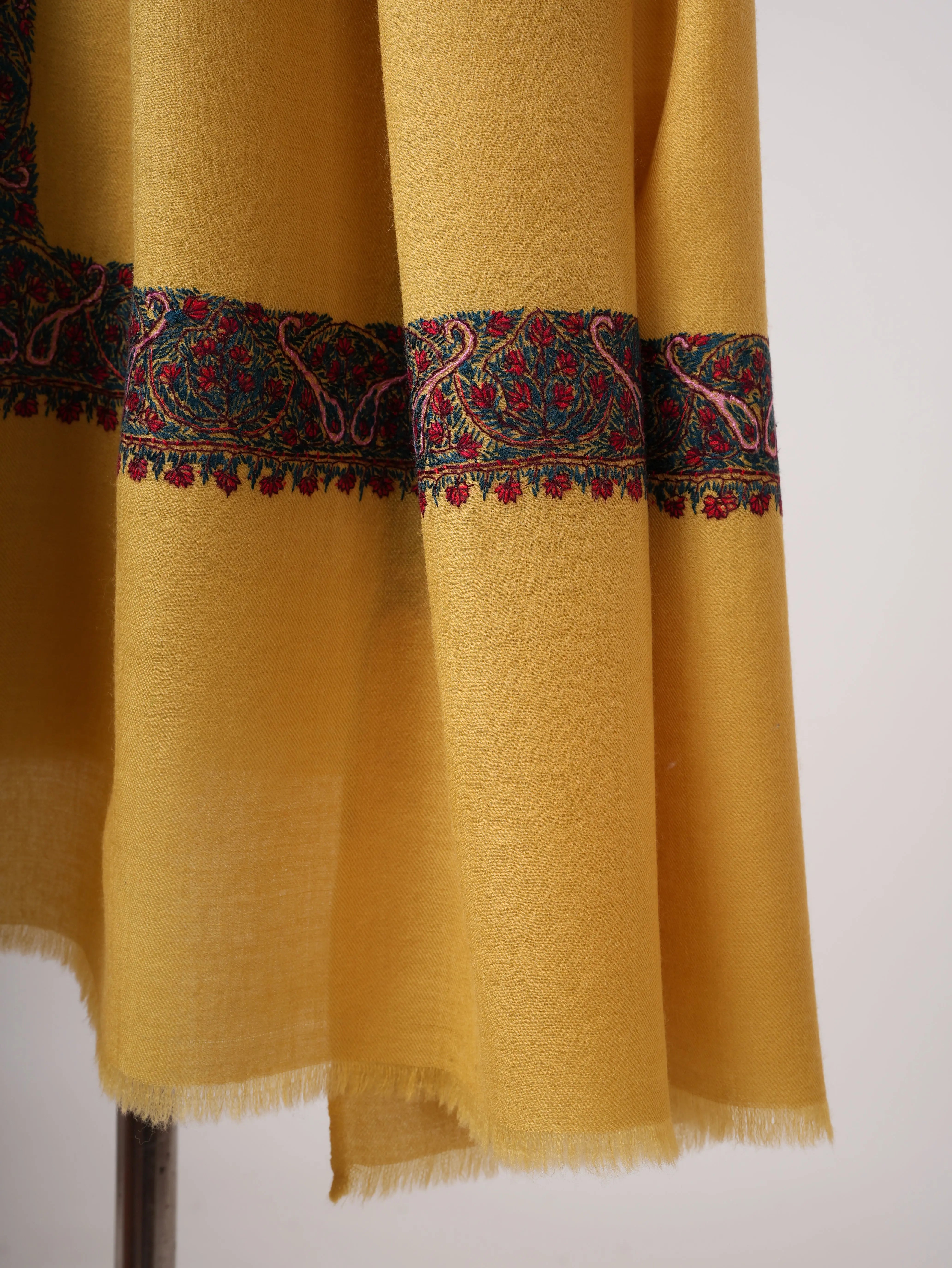 Hand Embroidered Kashmiri Shawl with Neemdaur Motif in Fine Wool Shahkaar