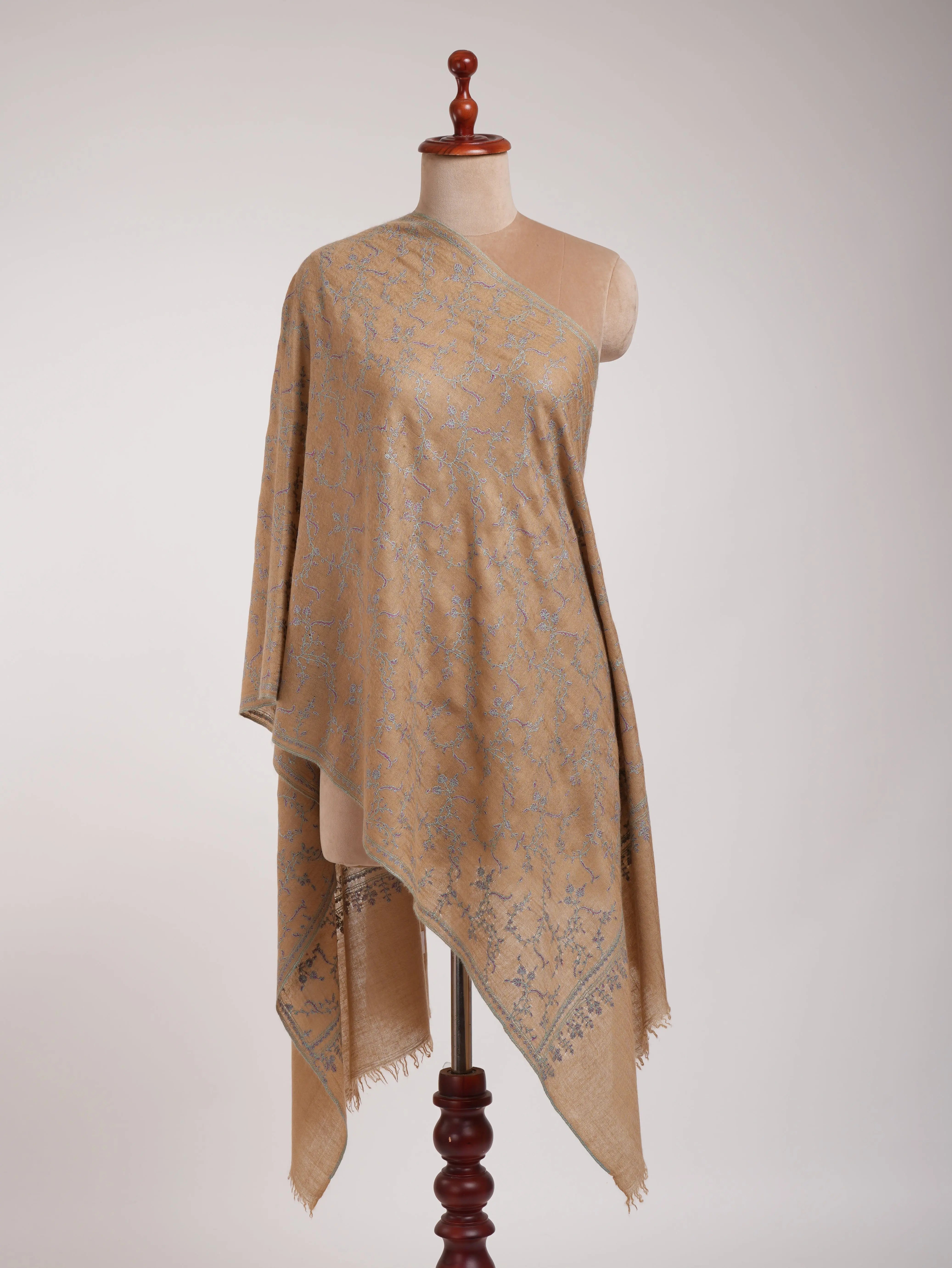 Hand Embroidered Lightweight Beautiful Cashmere Scarf Shahkaar