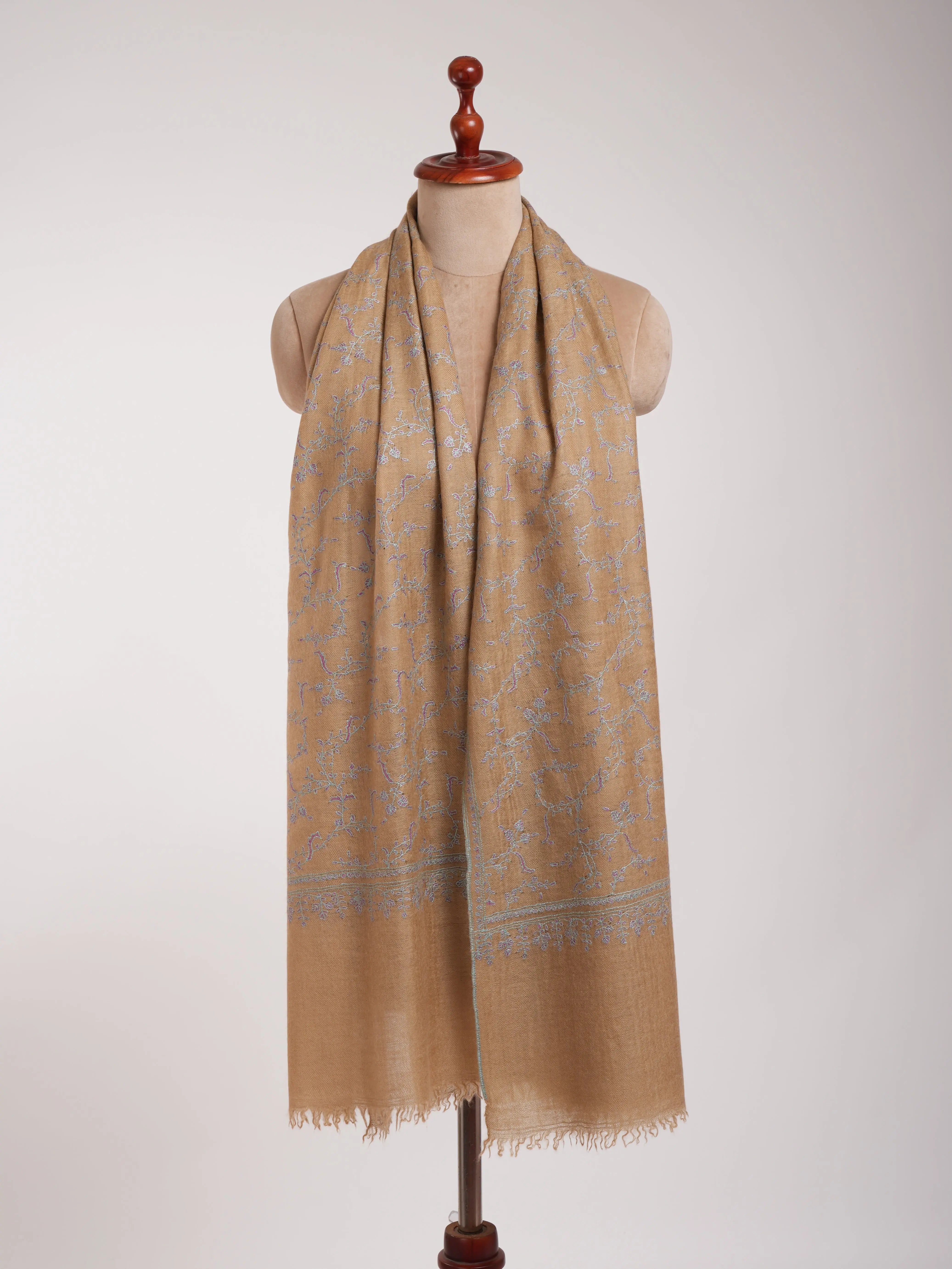 Hand Embroidered Lightweight Beautiful Cashmere Scarf Shahkaar
