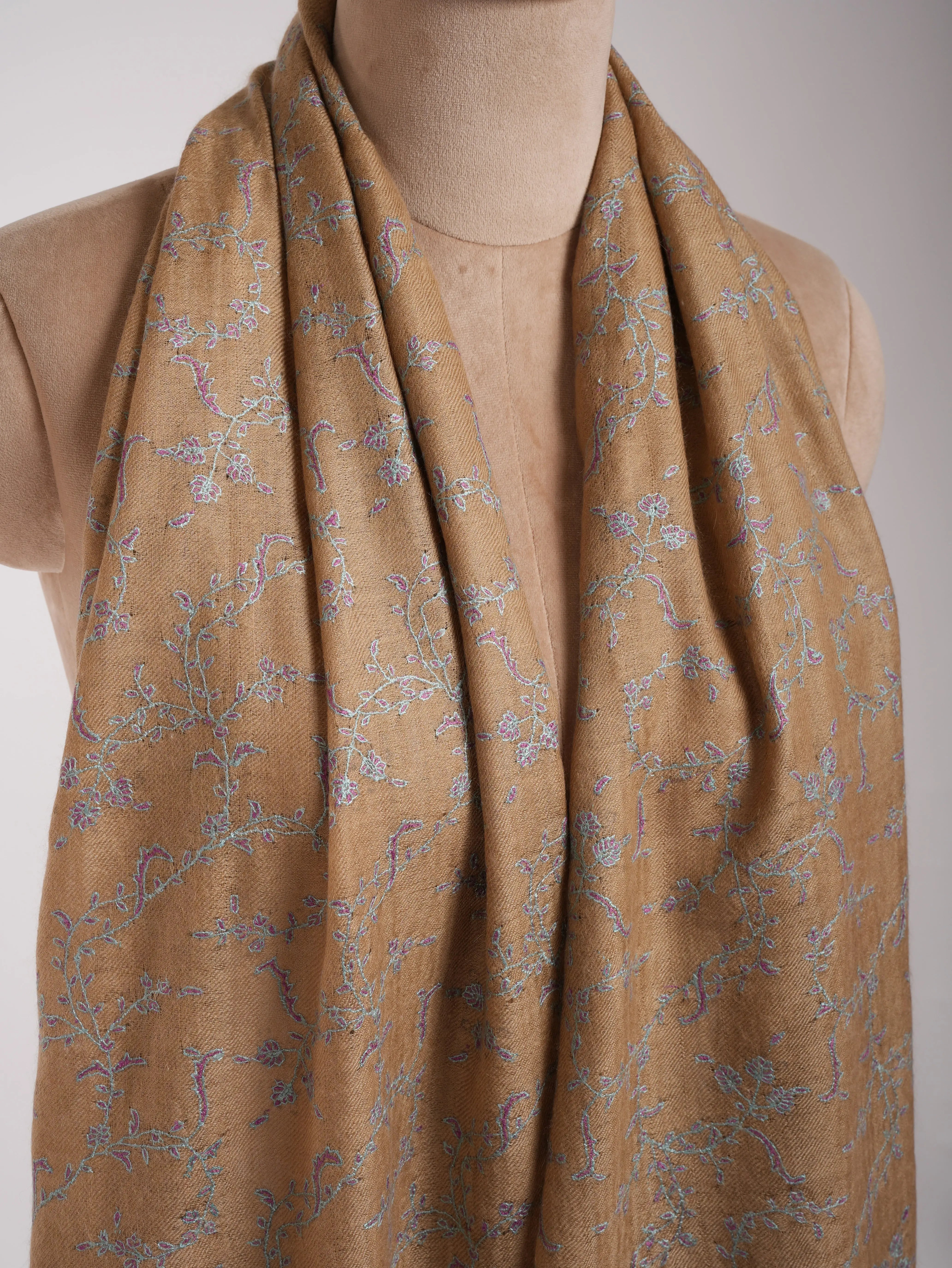 Hand Embroidered Lightweight Beautiful Cashmere Scarf Shahkaar