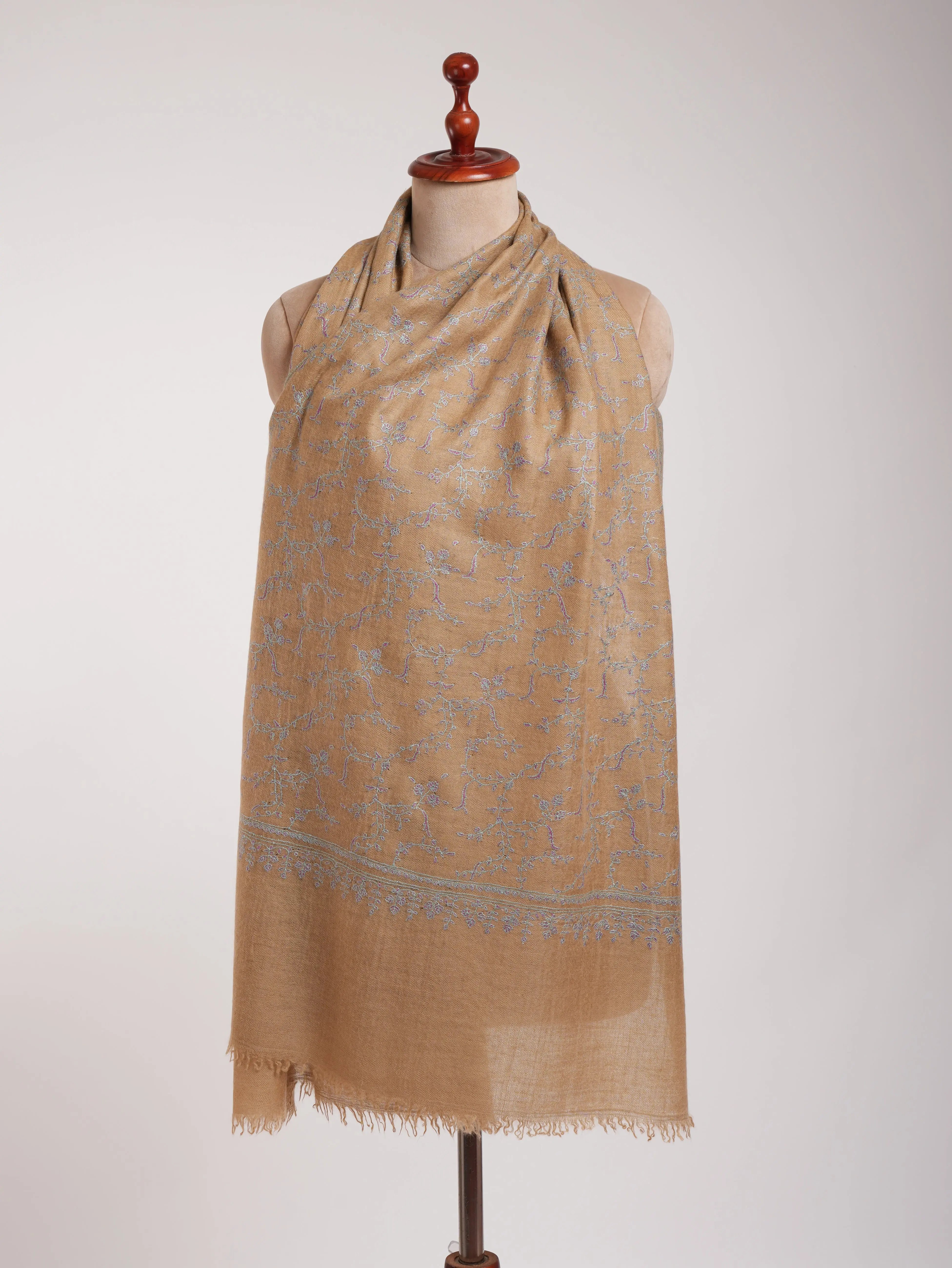 Hand Embroidered Lightweight Beautiful Cashmere Scarf Shahkaar