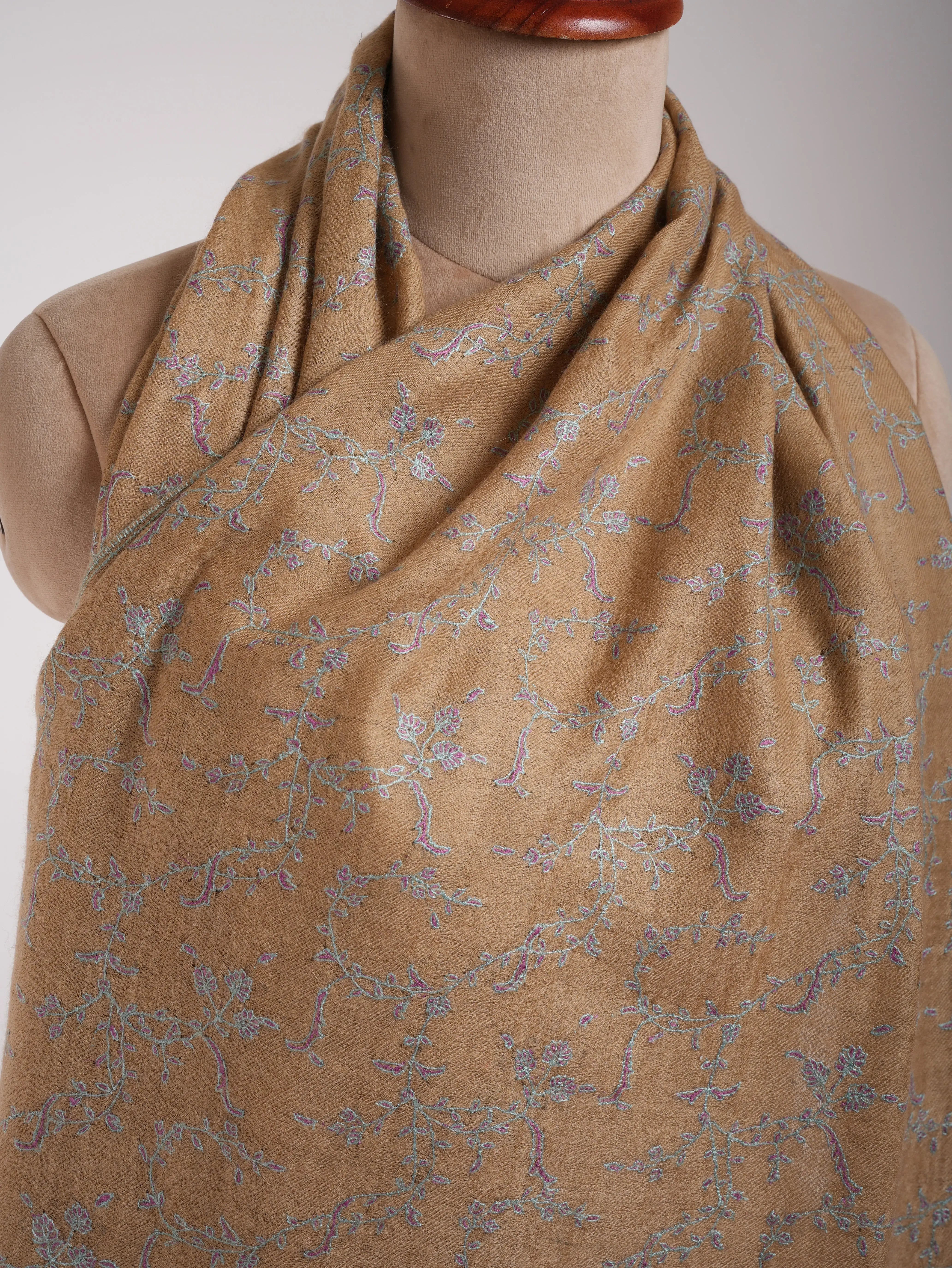 Hand Embroidered Lightweight Beautiful Cashmere Scarf Shahkaar