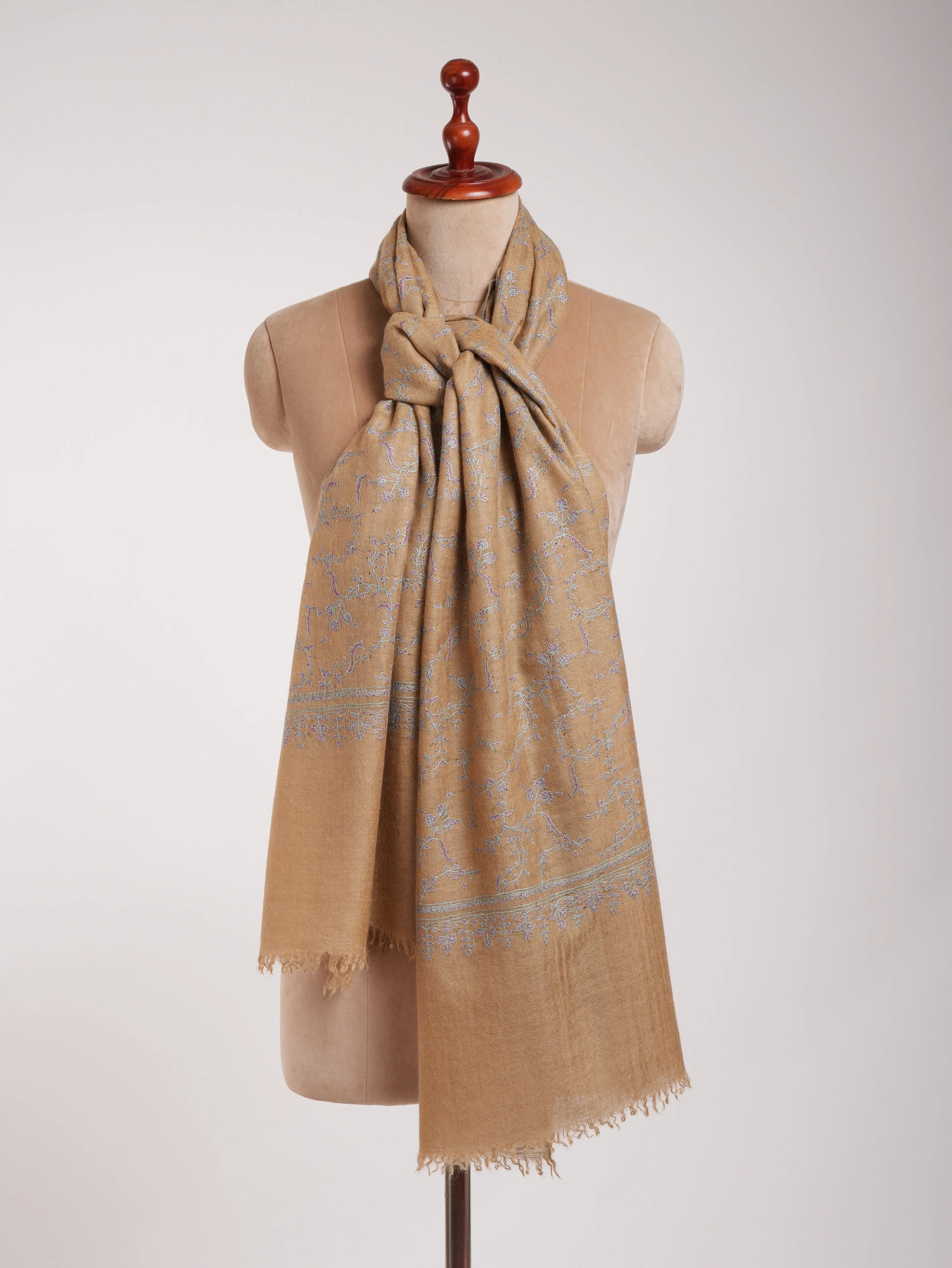 Hand Embroidered Lightweight Beautiful Cashmere Scarf Shahkaar
