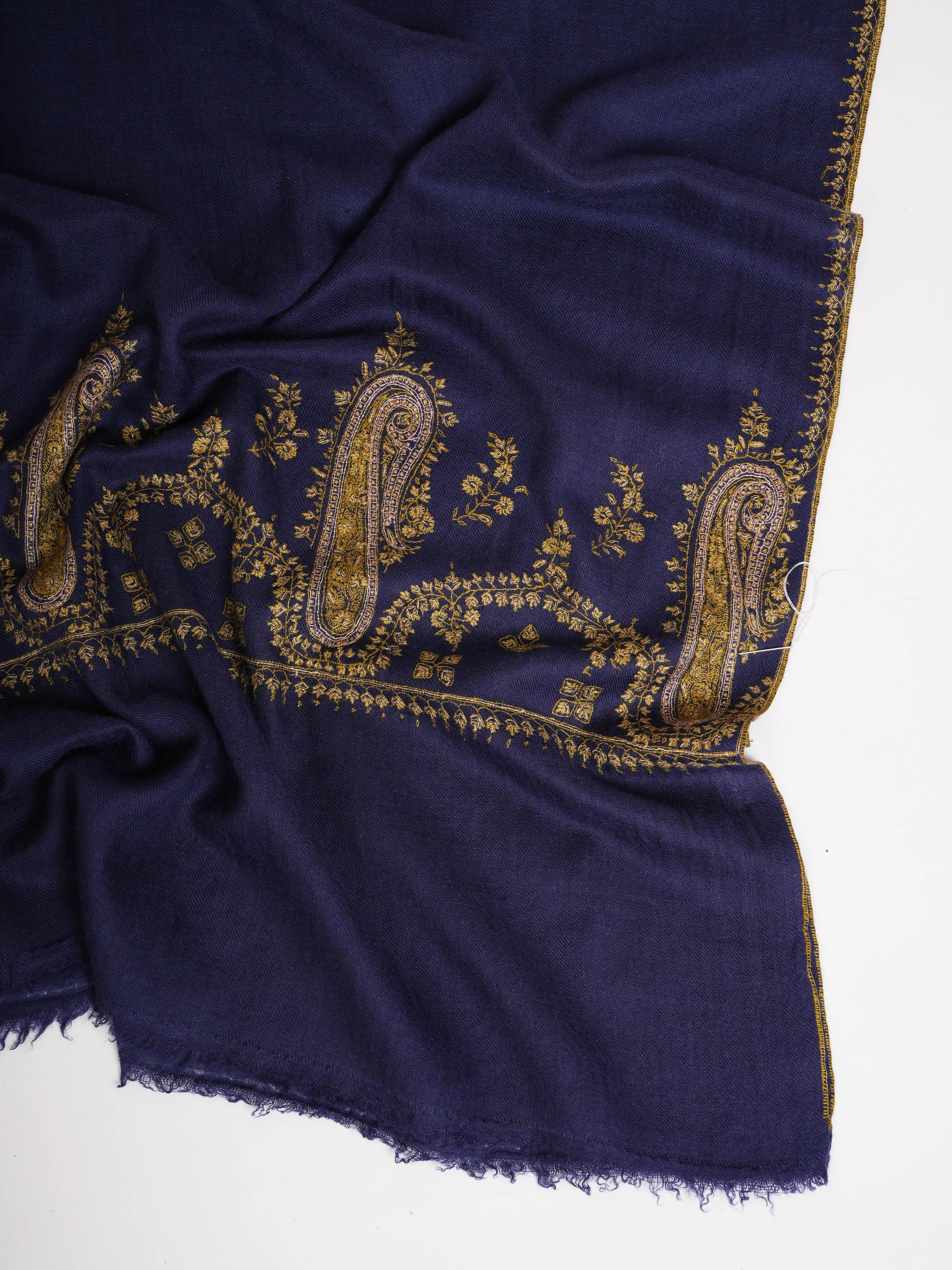 Hand Embroidered Navy Cashmere Wrap Shahkaar