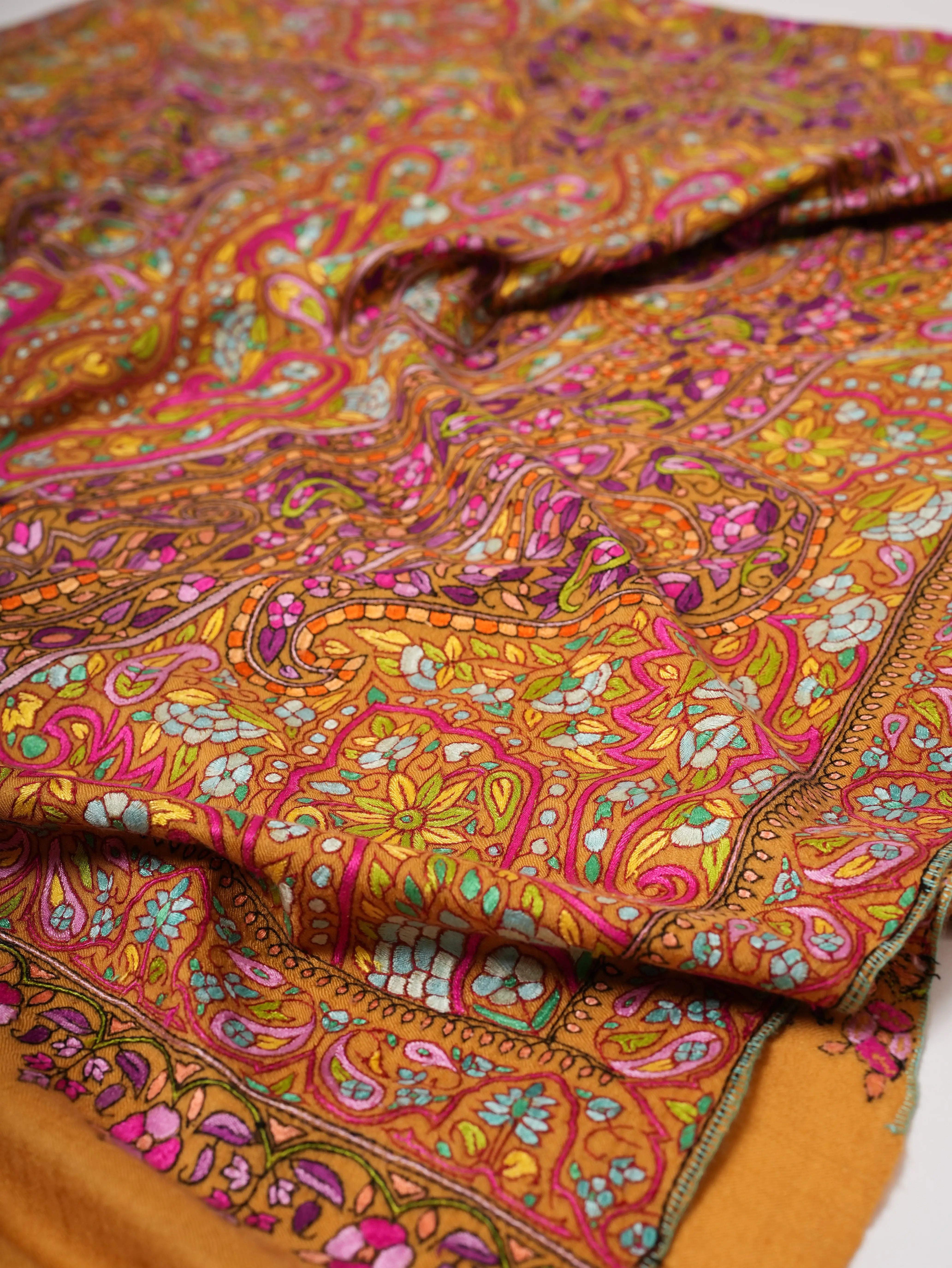 Hand Embroidered Papier Mâché Jamavar Pashmina Shawl Shahkaar