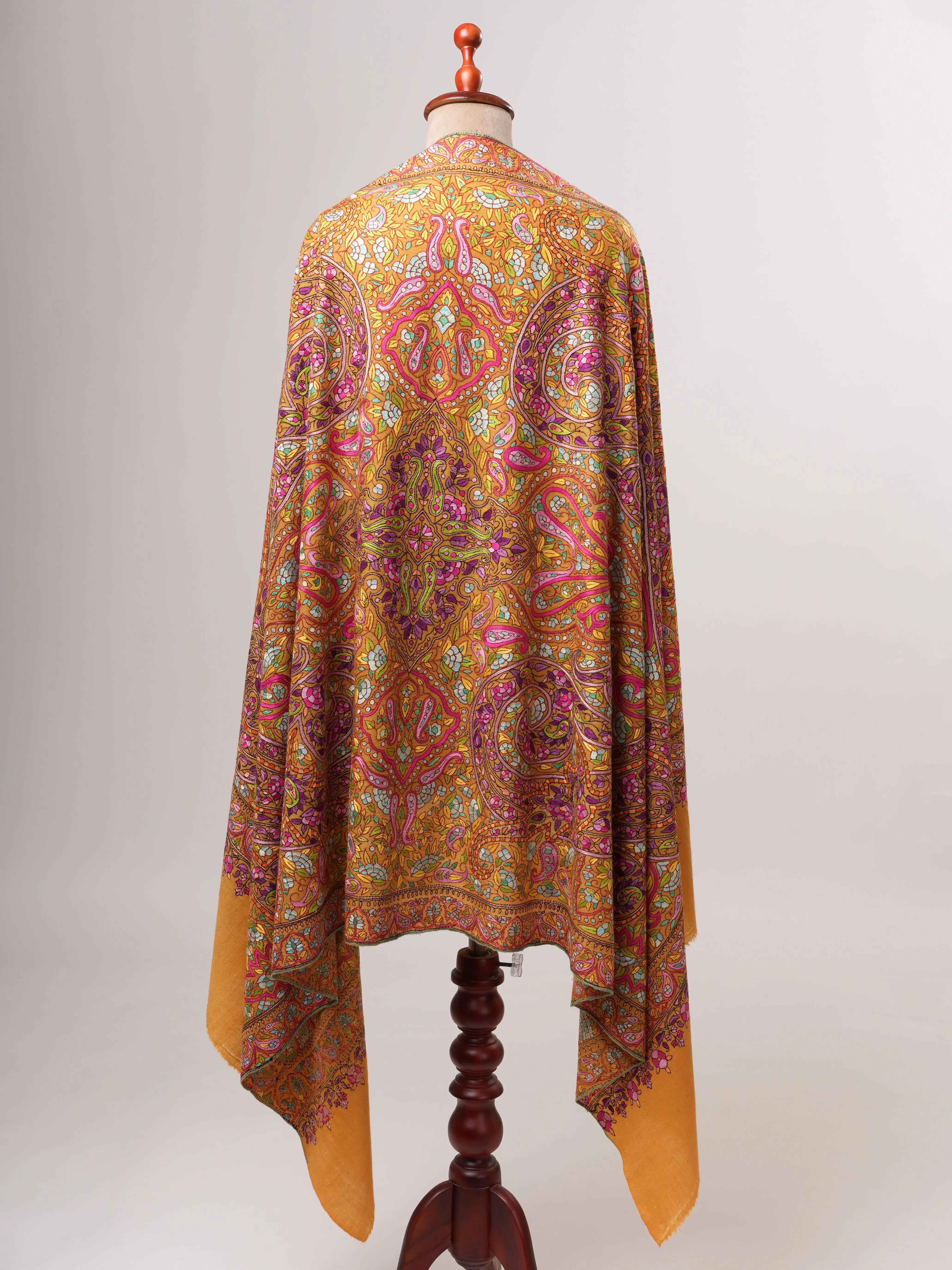 Hand Embroidered Papier Mâché Jamavar Pashmina Shawl Shahkaar