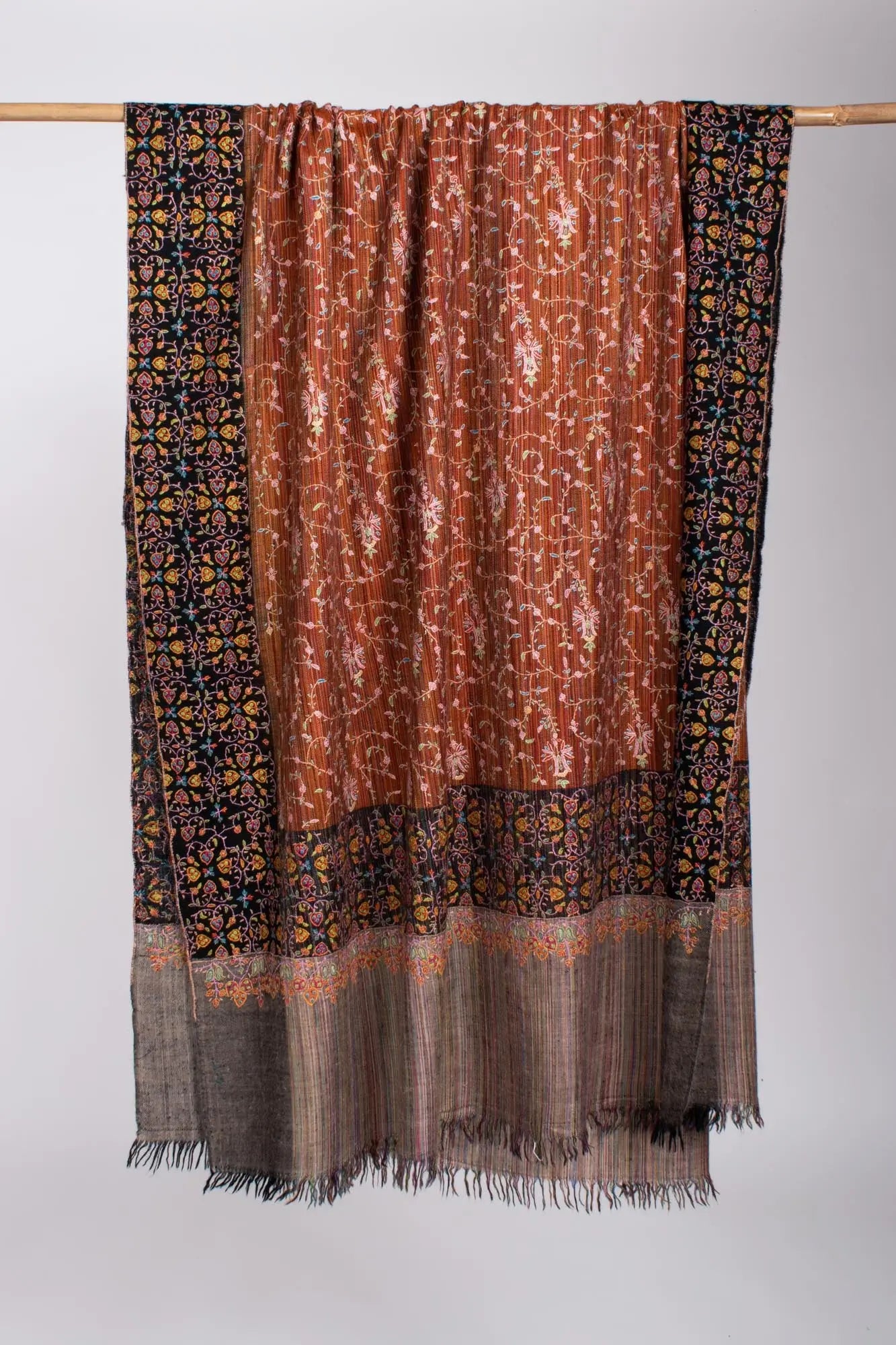 Hand Embroidered Pashmina Shawl - AUBURN Shahkaar