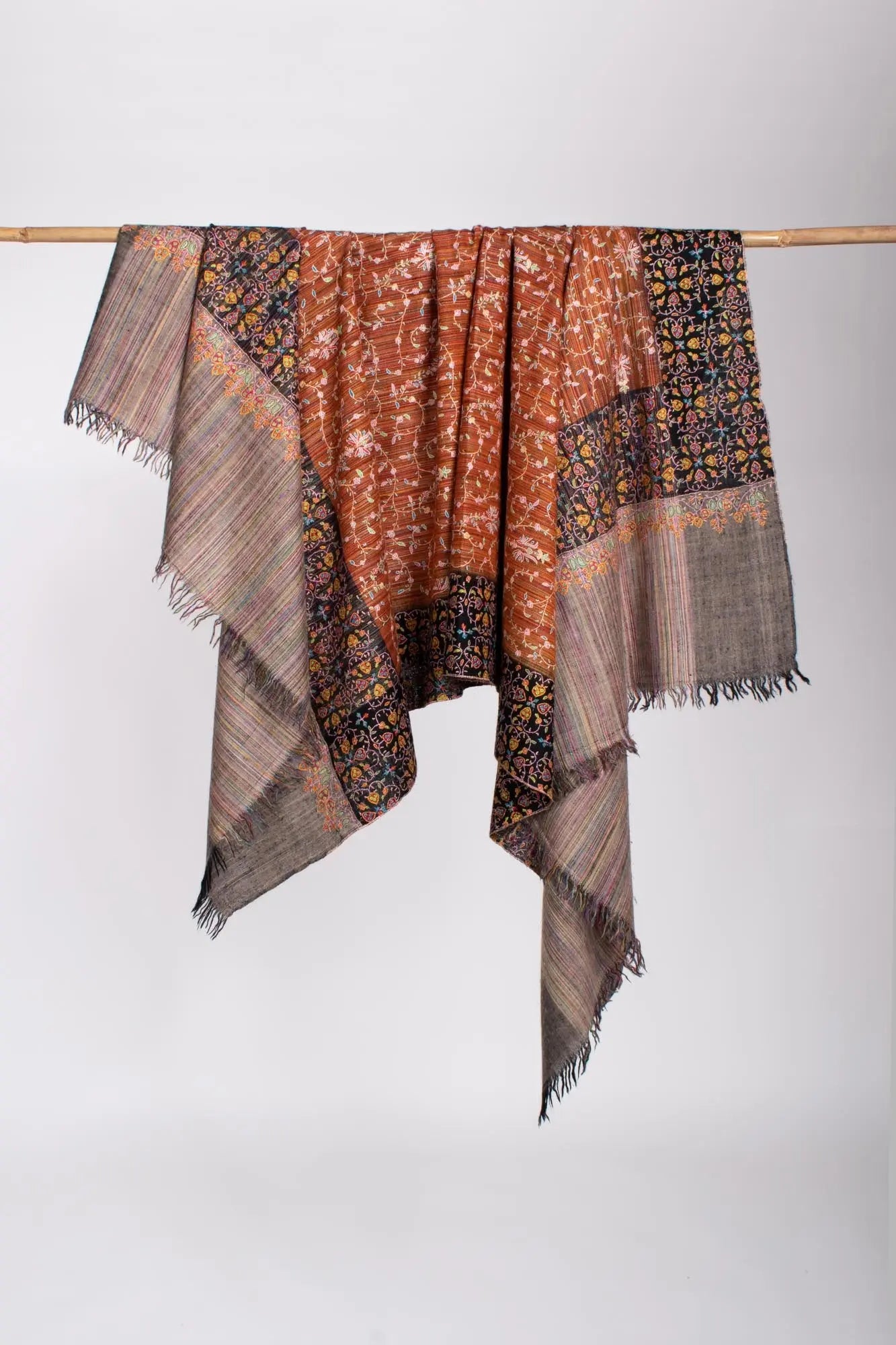 Hand Embroidered Pashmina Shawl - AUBURN Shahkaar