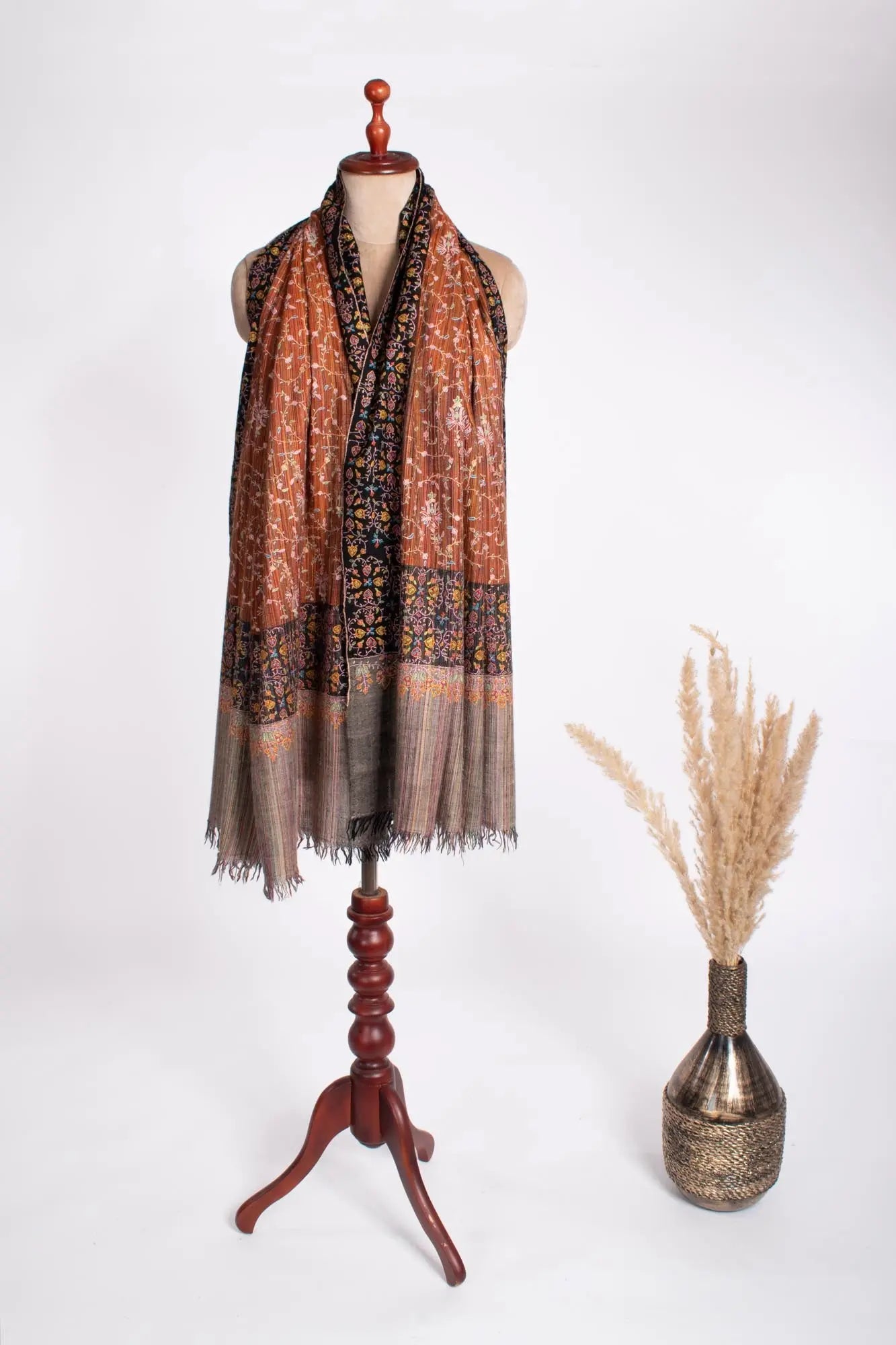 Hand Embroidered Pashmina Shawl - AUBURN Shahkaar