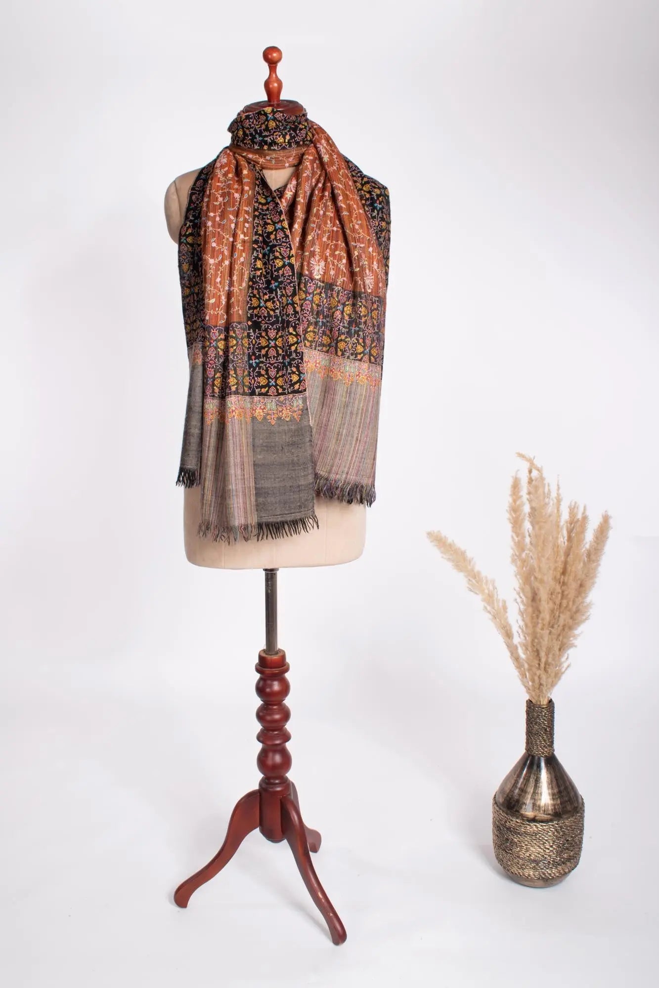 Hand Embroidered Pashmina Shawl - AUBURN Shahkaar