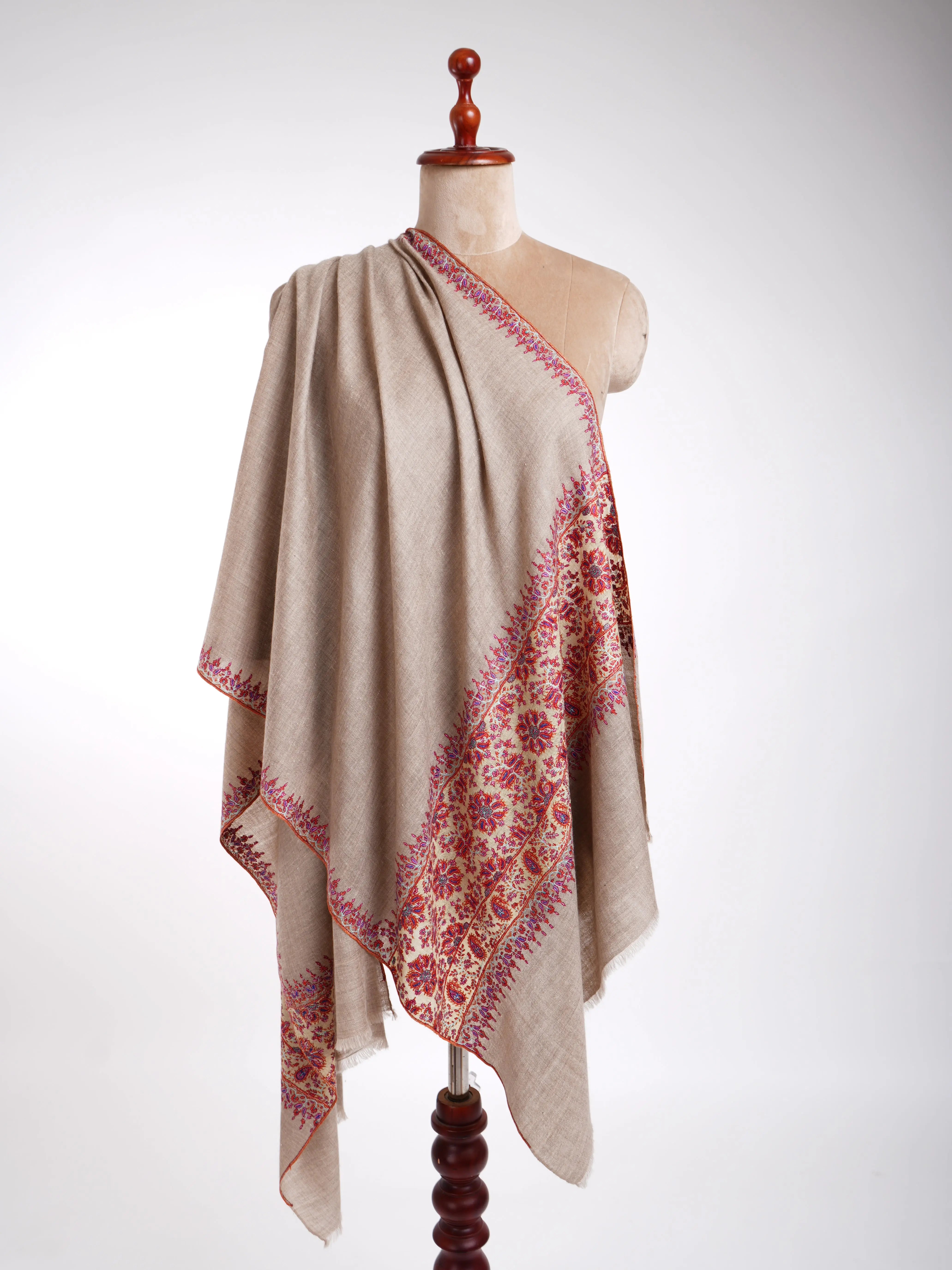 Hand Sozni Embroidered Pure Pashmina Stole Shahkaar