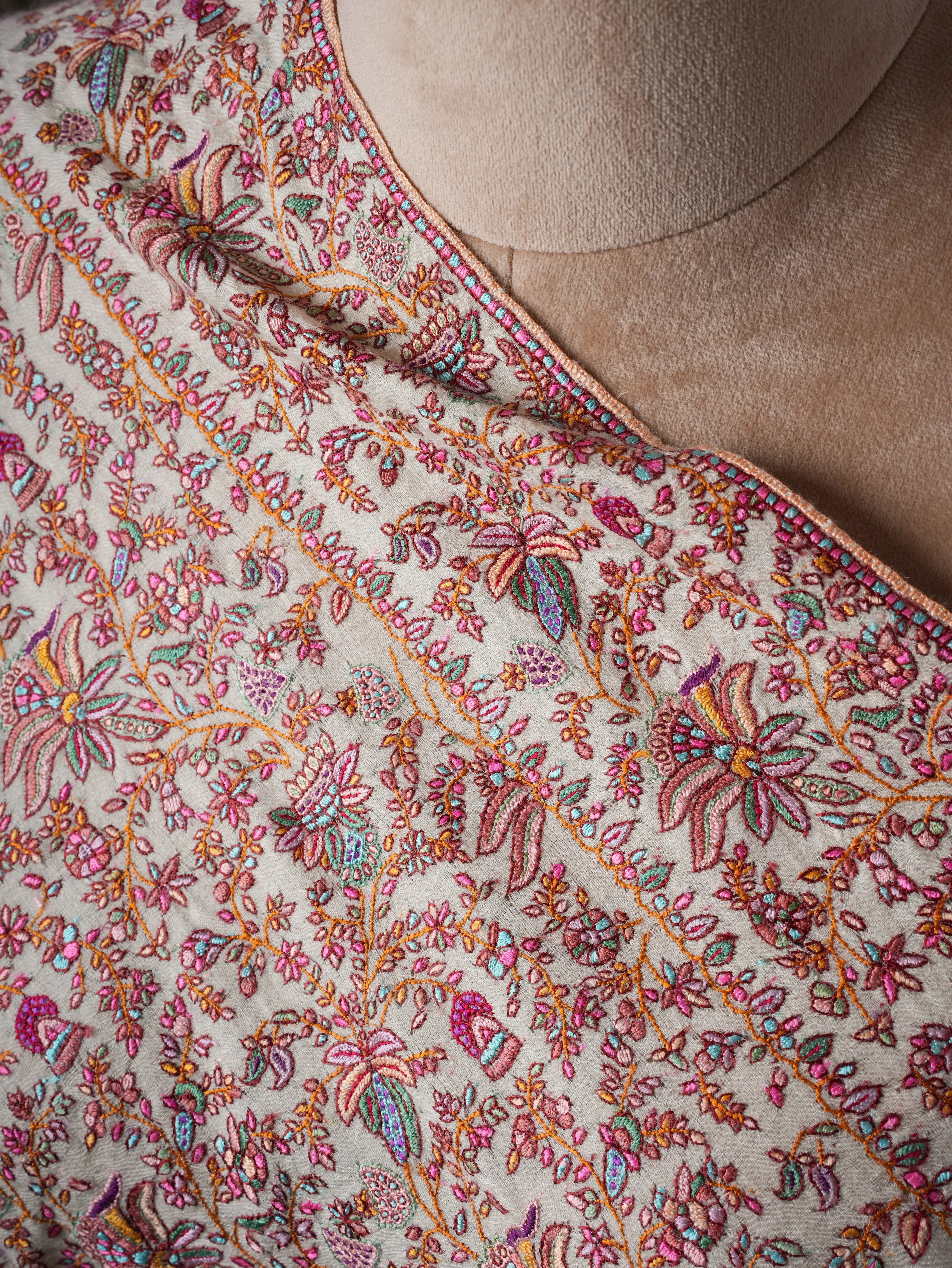 Hand Spun Silk Embroidered Exclusive Pashmina - GREELEY Shahkaar