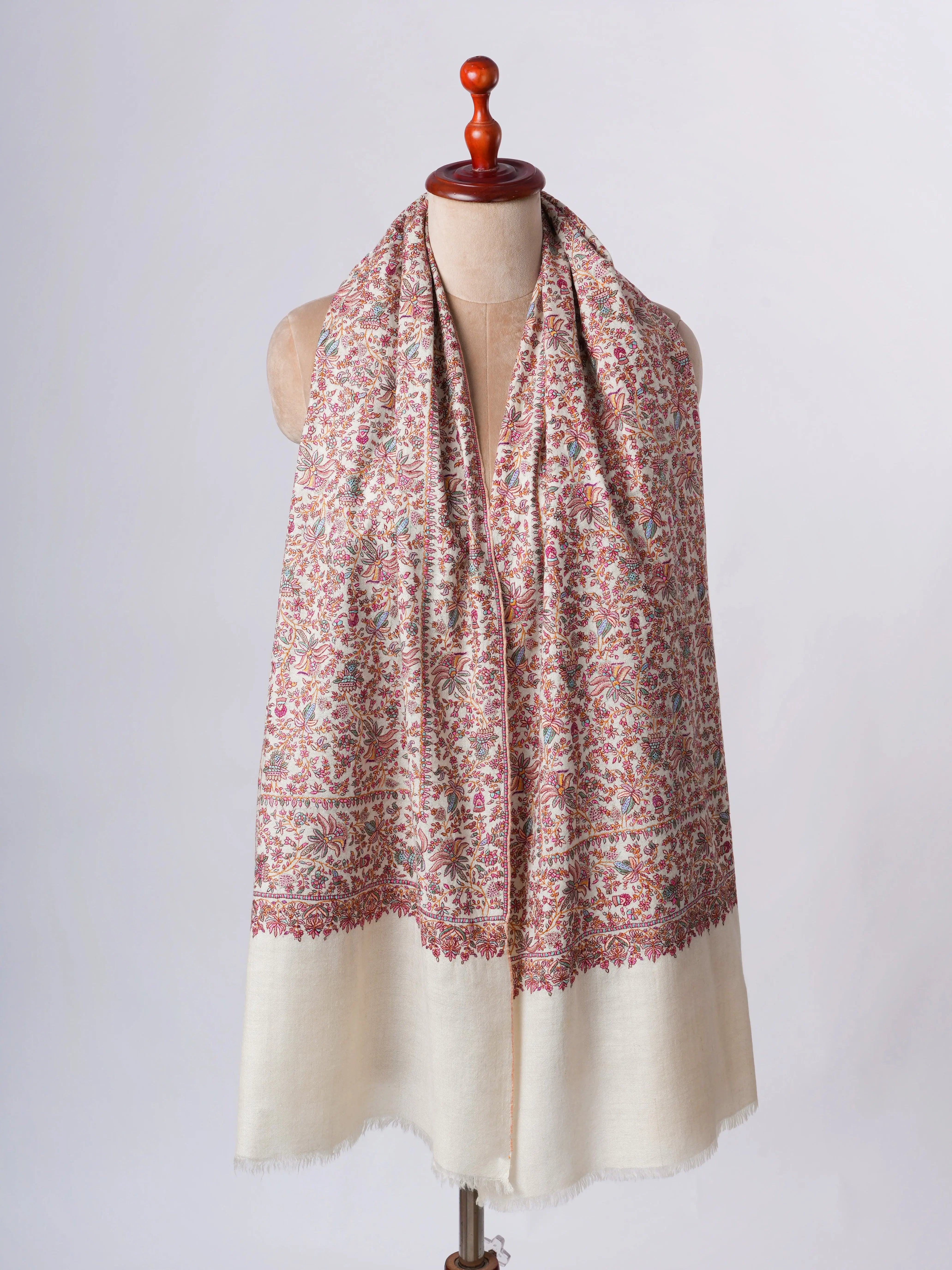 Hand Spun Silk Embroidered Exclusive Pashmina - GREELEY Shahkaar