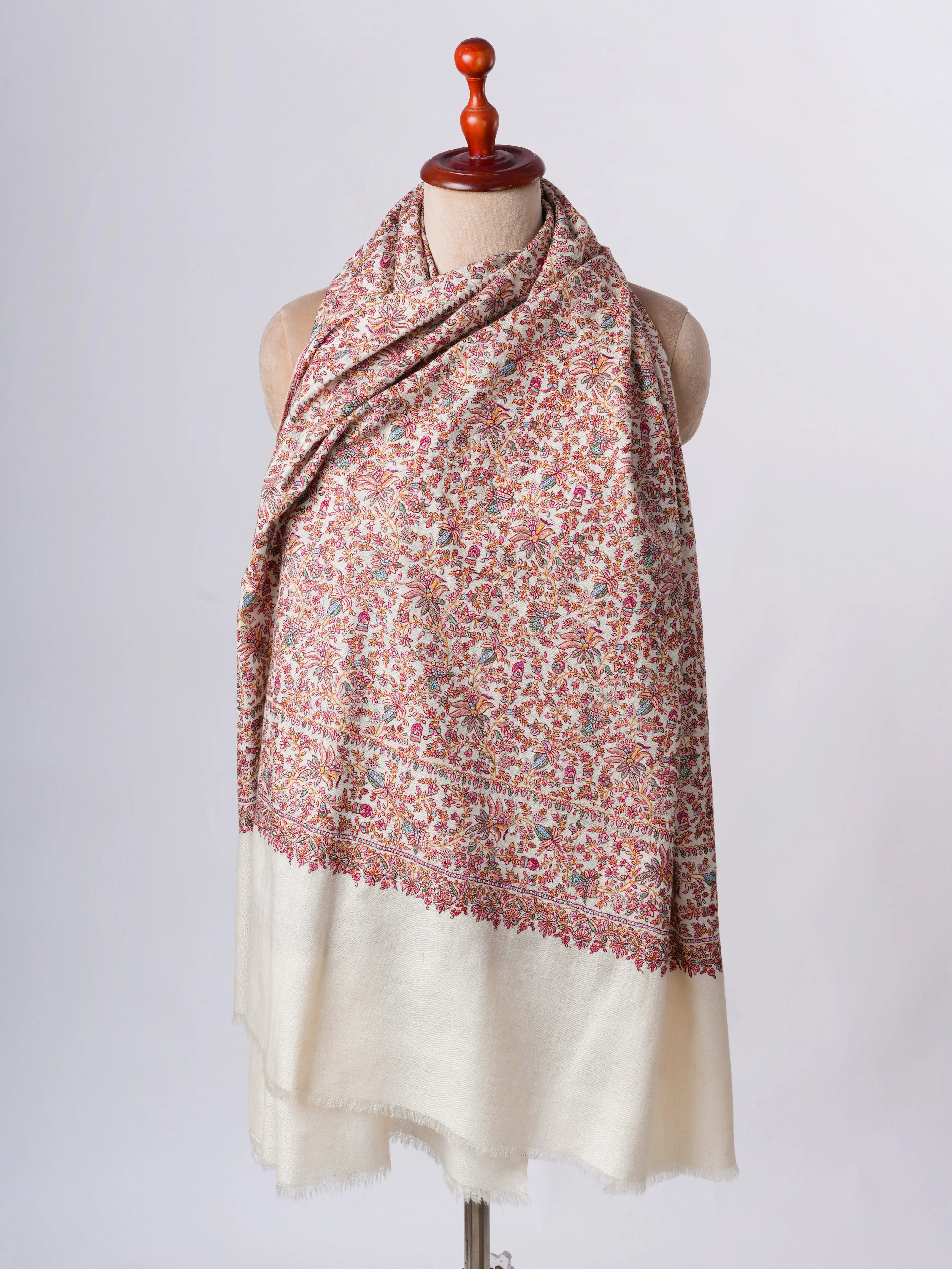 Hand Spun Silk Embroidered Exclusive Pashmina - GREELEY Shahkaar