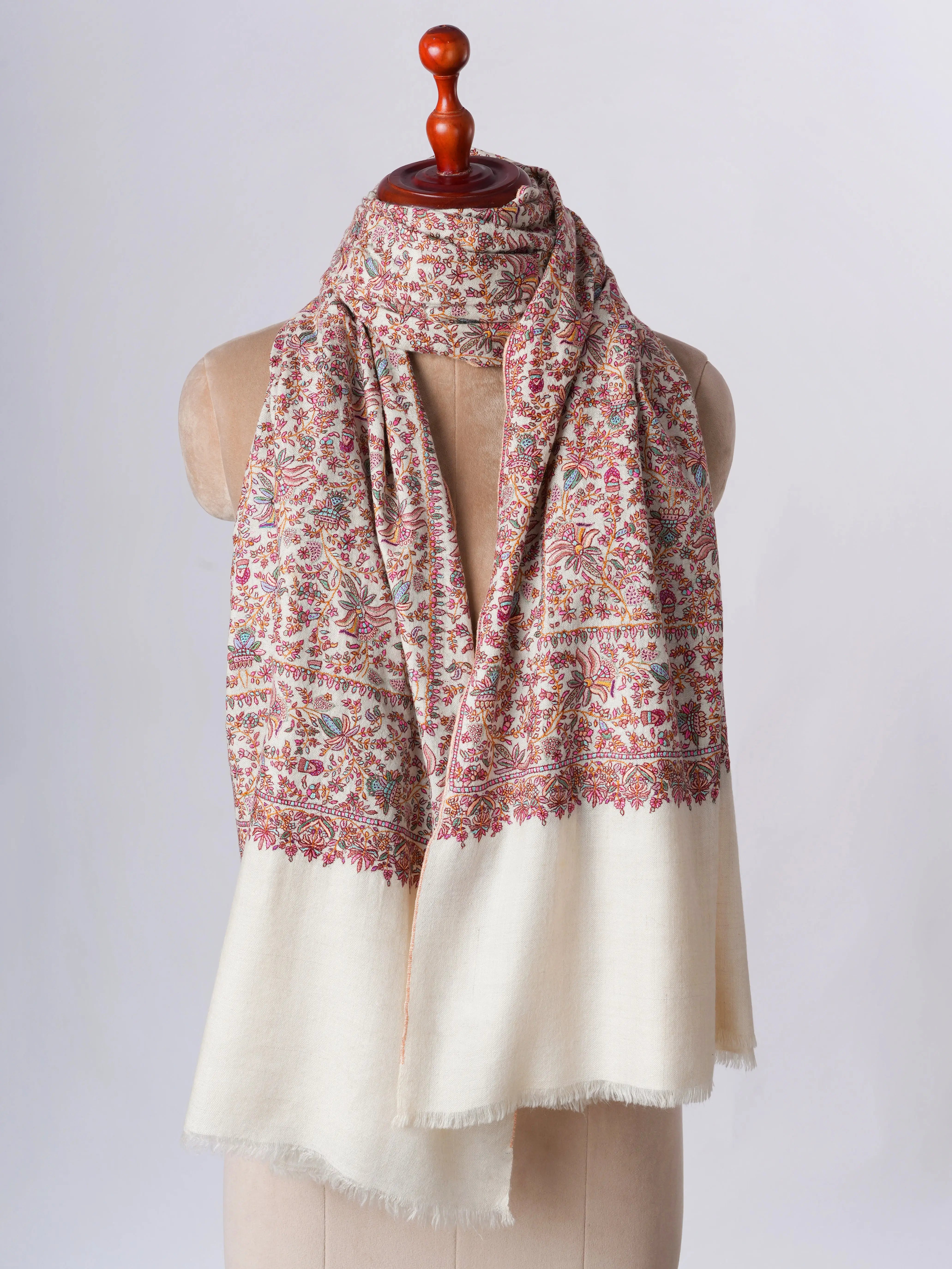 Hand Spun Silk Embroidered Exclusive Pashmina - GREELEY Shahkaar