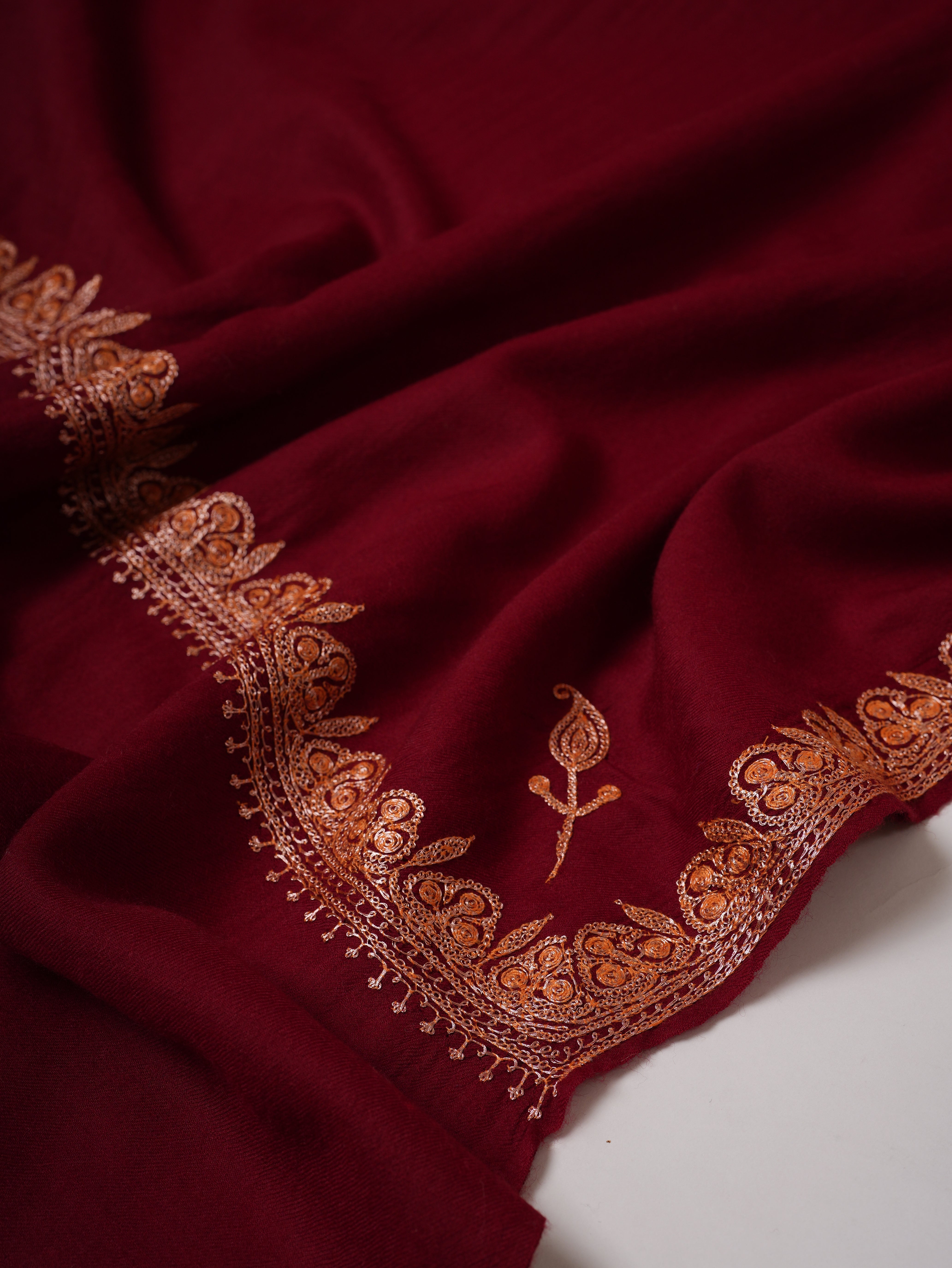 Hand Tilla Embroidered Neemdaur Fine Wool Kashmiri Shawl Shahkaar