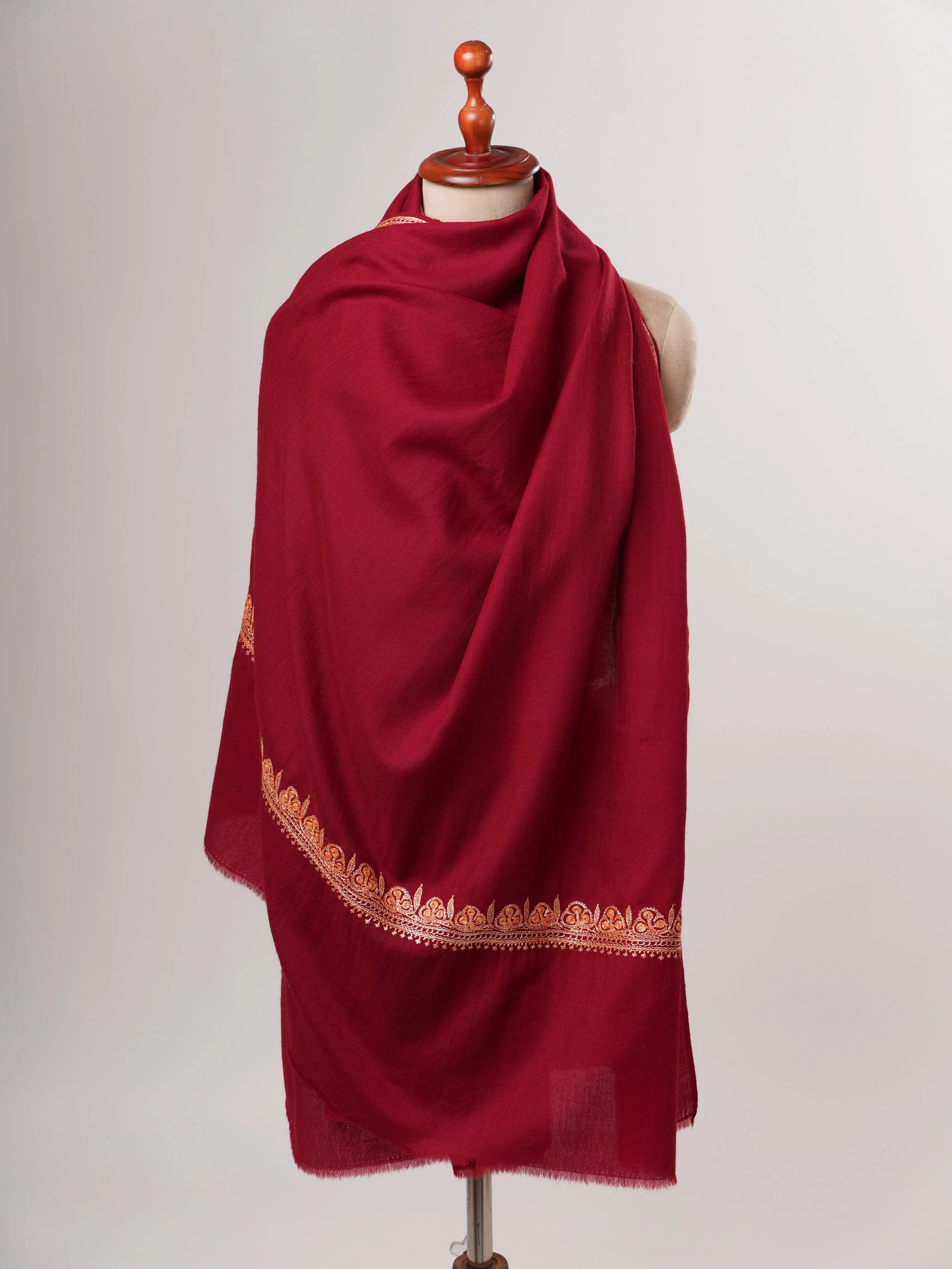 Hand Tilla Embroidered Neemdaur Fine Wool Kashmiri Shawl Shahkaar