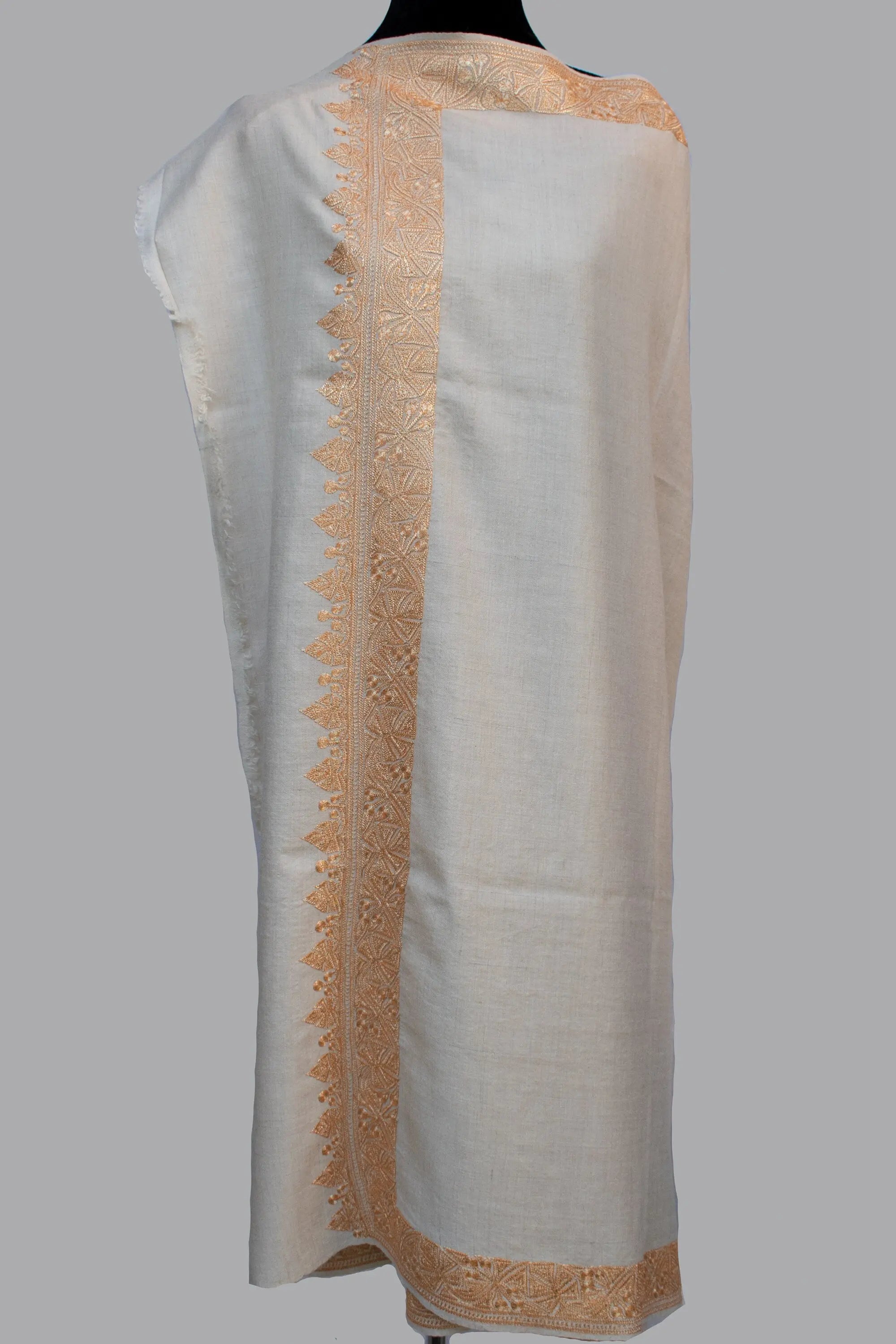 Hand Tilla/Zari (Metallic Embroidery) Pure Pashmina/Cashmere Shawl, Handwoven on Hand loom & Hand Embroided in Kashmir, Luxury, Masterpiece. Shahkaar