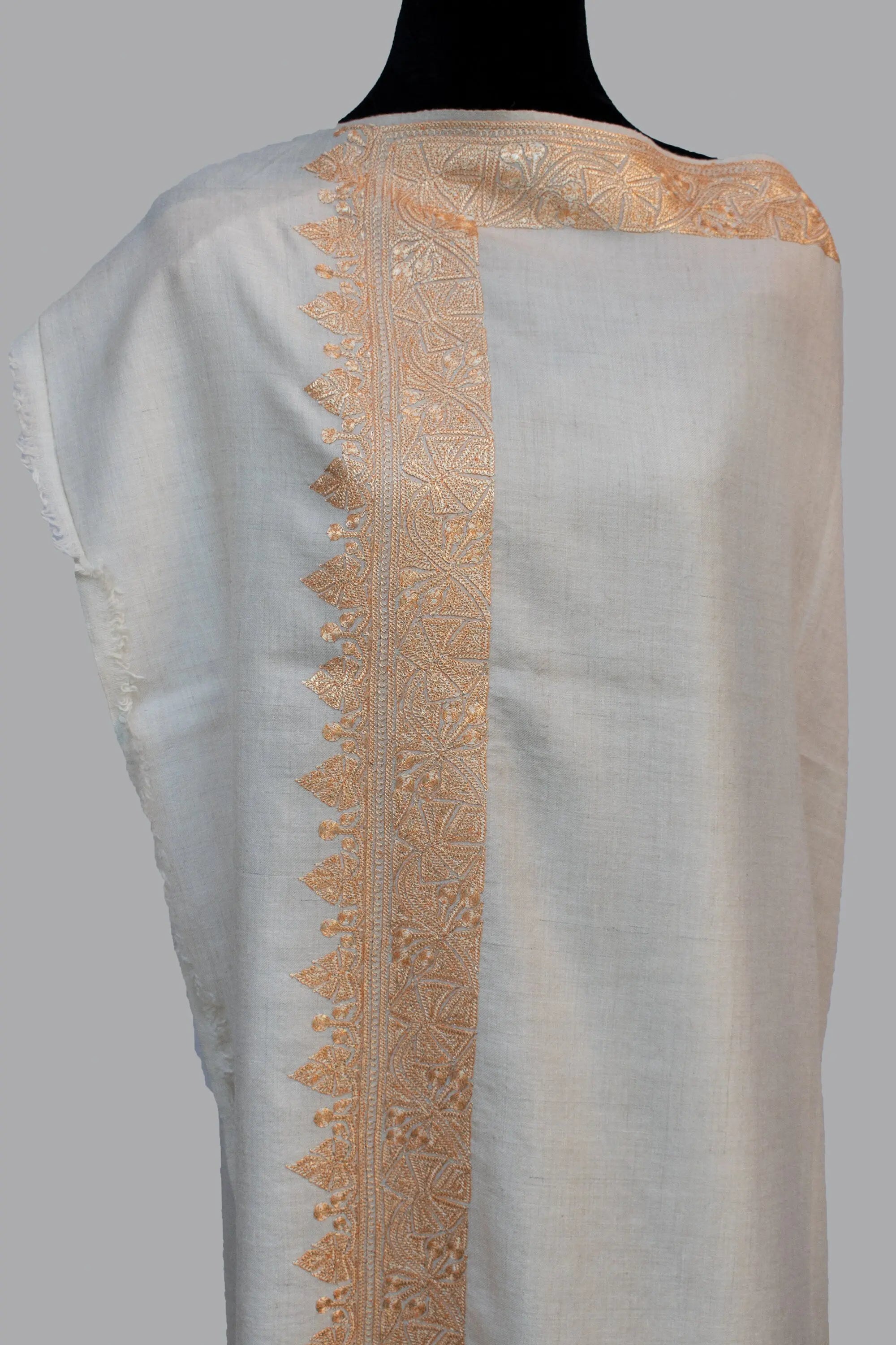 Hand Tilla/Zari (Metallic Embroidery) Pure Pashmina/Cashmere Shawl, Handwoven on Hand loom & Hand Embroided in Kashmir, Luxury, Masterpiece. Shahkaar