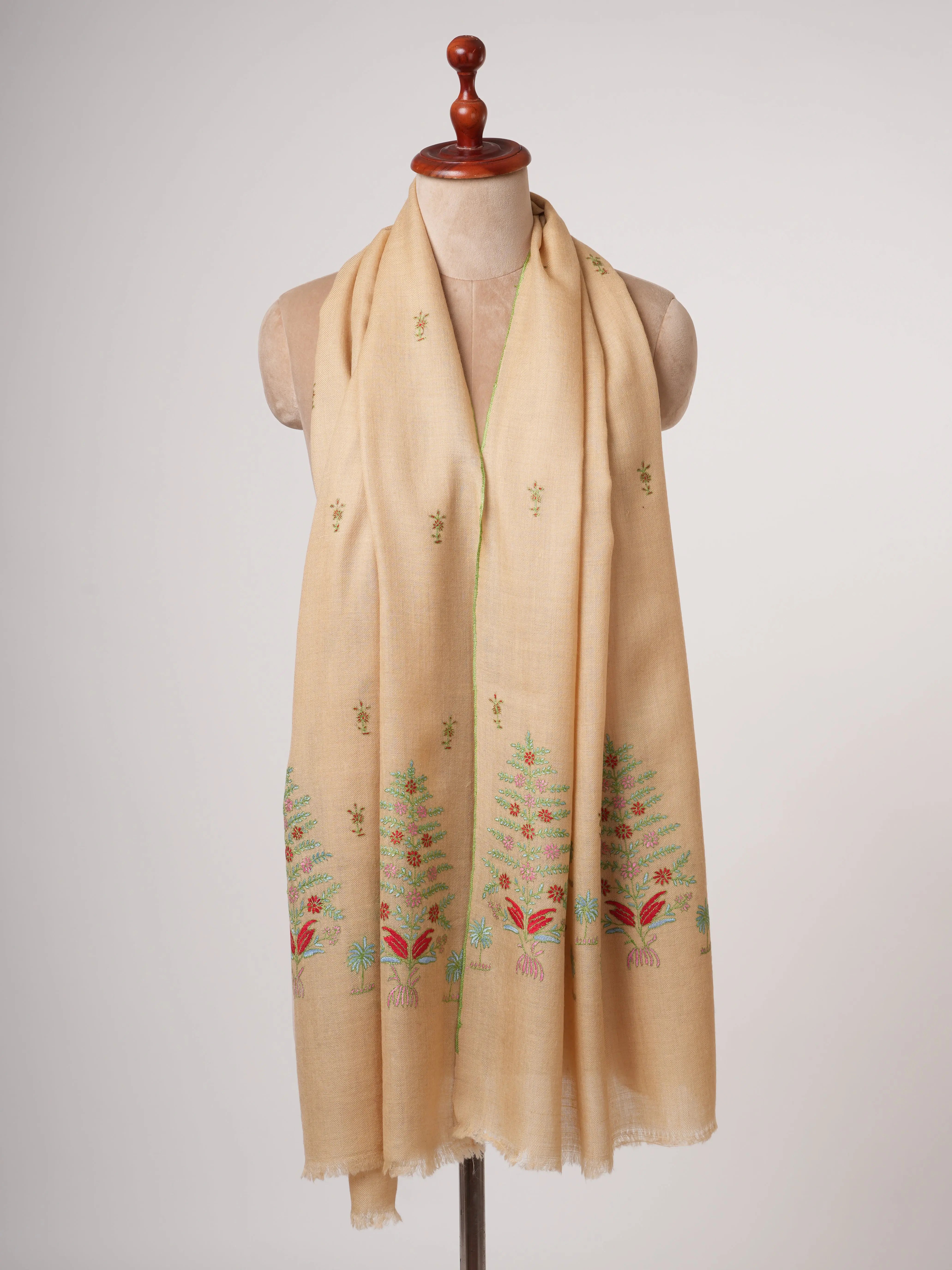 Handloomed Cashmere Scarf with Fine Hand Embroidery Shahkaar