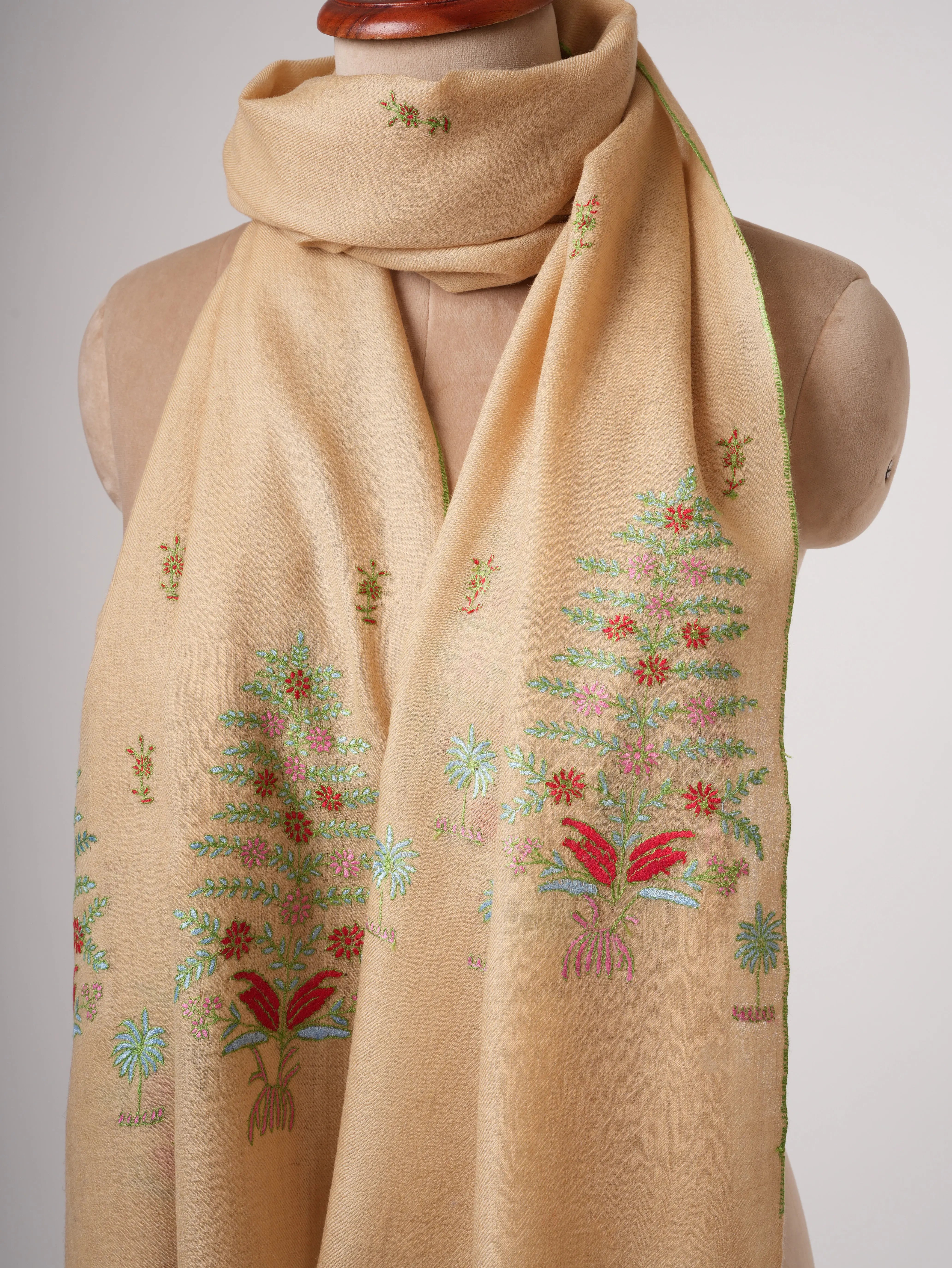 Handloomed Cashmere Scarf with Fine Hand Embroidery Shahkaar