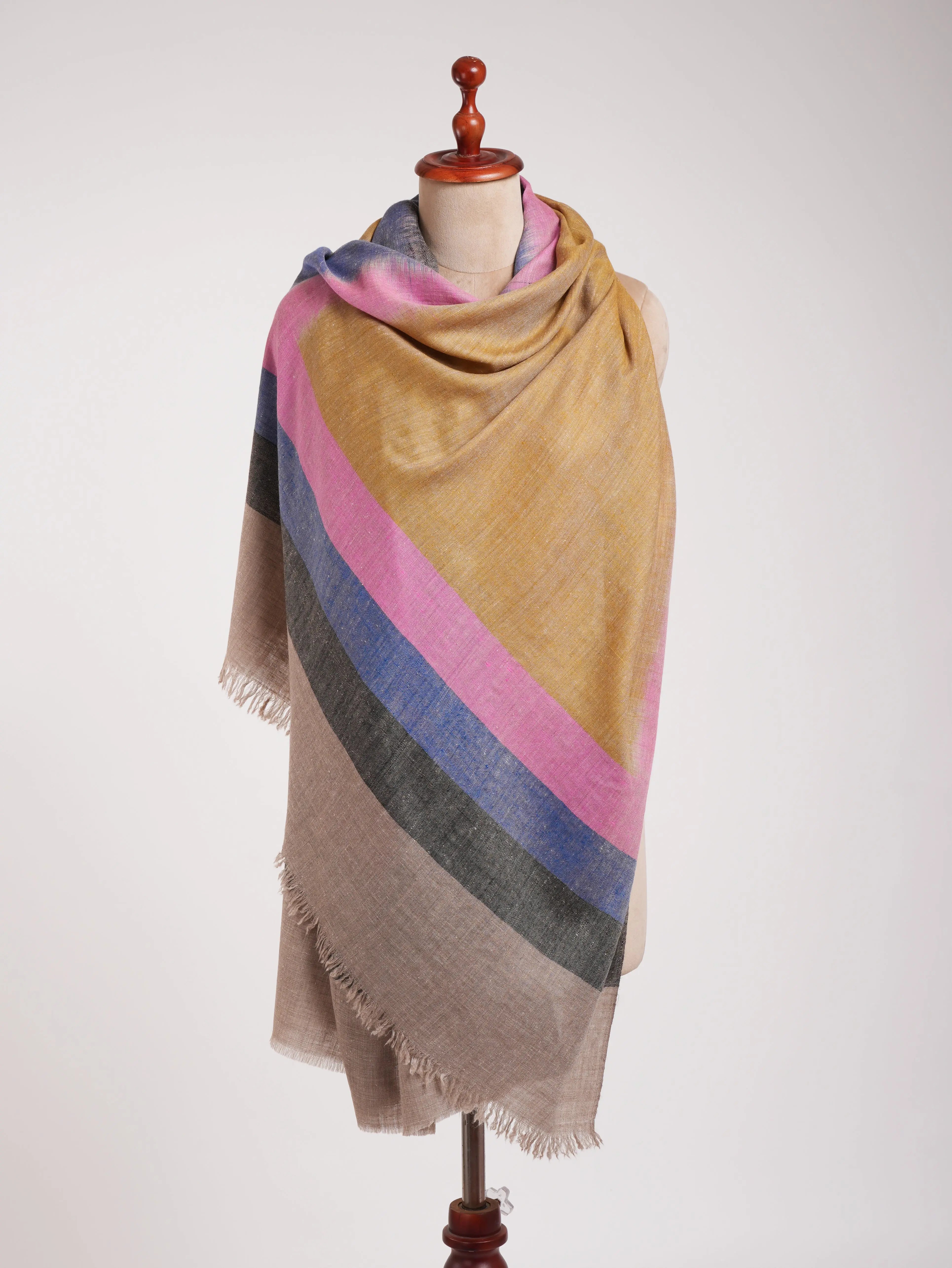 Handloomed Ikat Kashmiri Pashmina Shawl Shahkaar