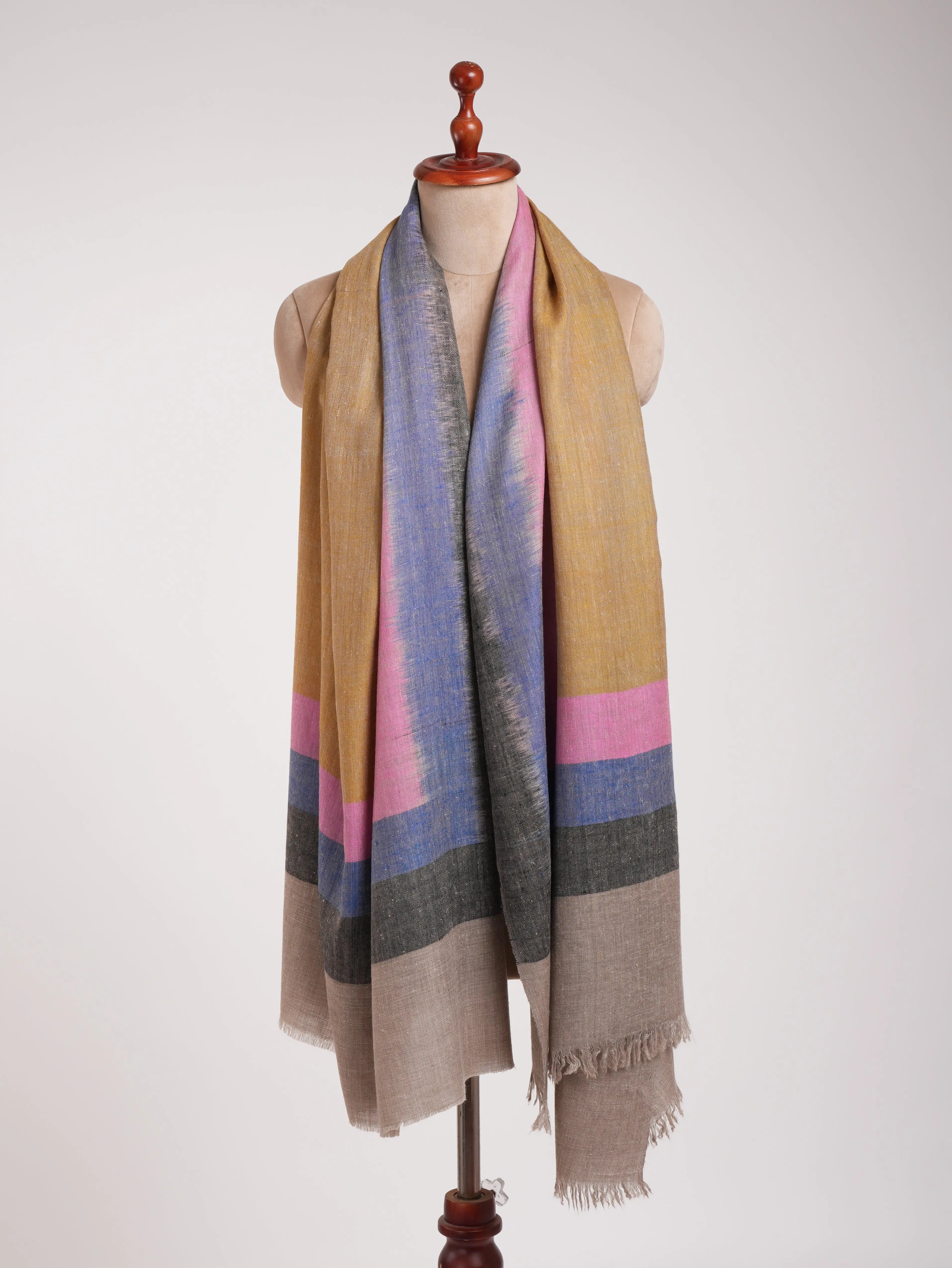 Handloomed Ikat Kashmiri Pashmina Shawl Shahkaar