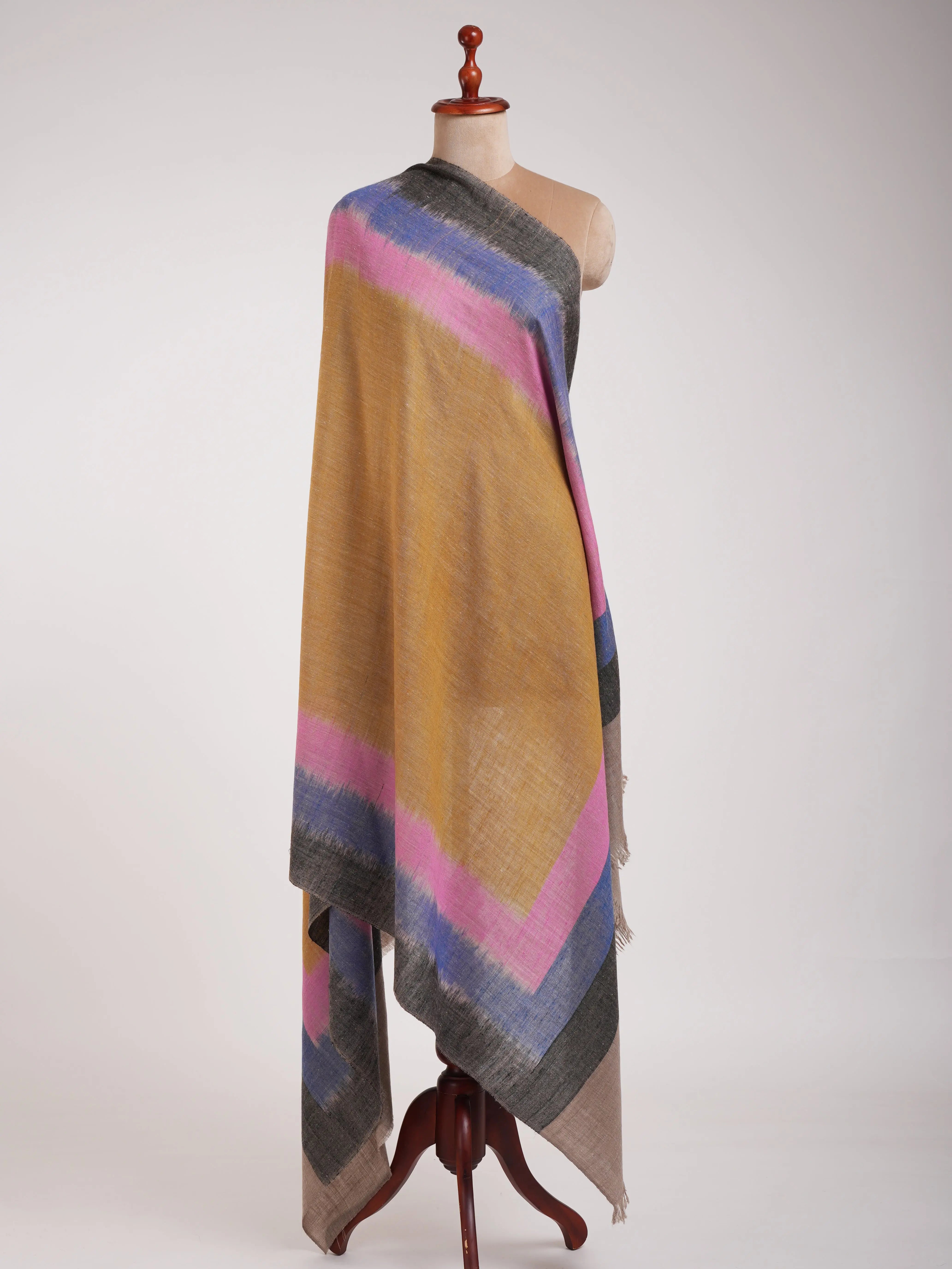 Handloomed Ikat Kashmiri Pashmina Shawl Shahkaar