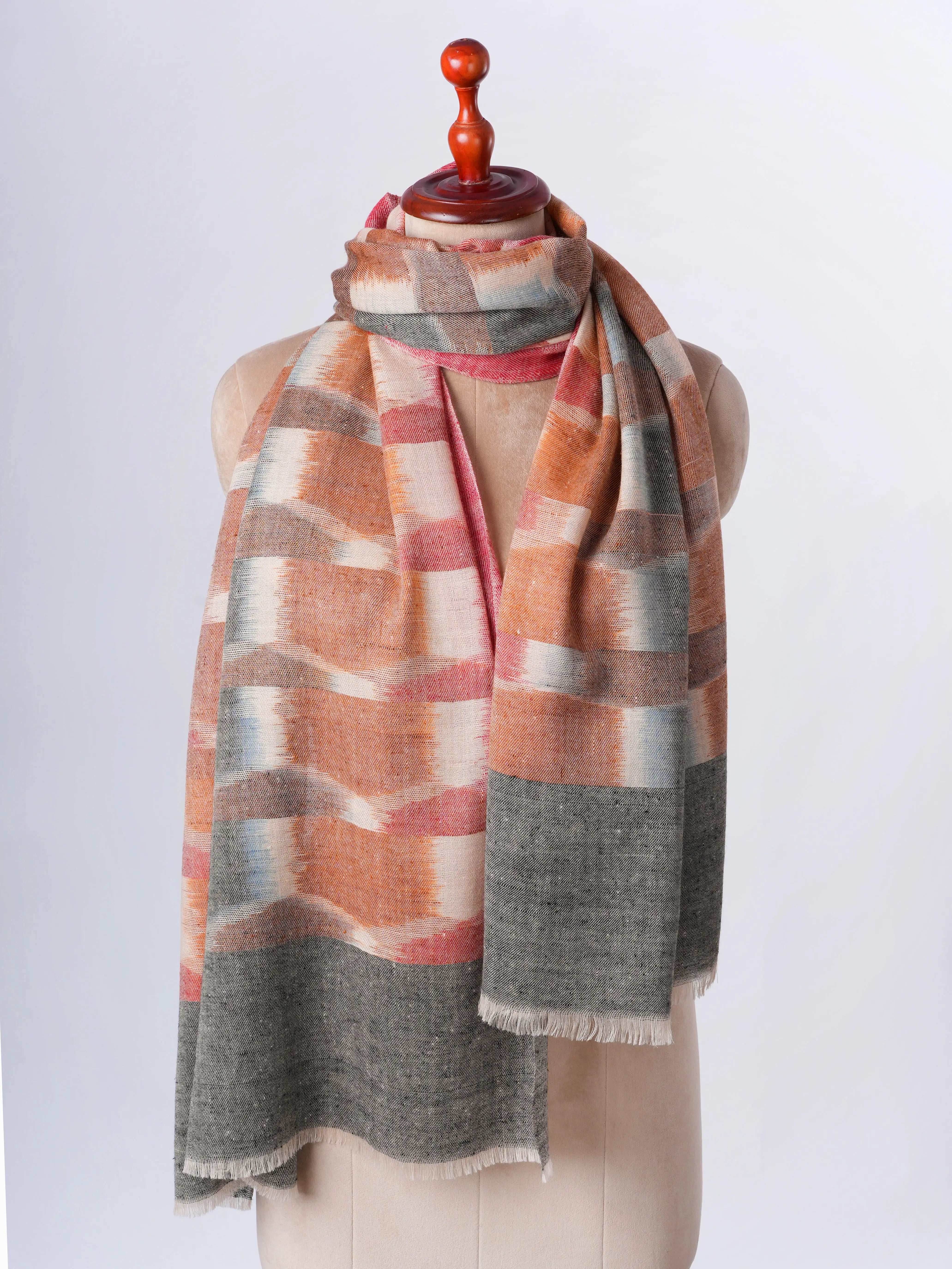 Handloomed Ikat Soft Pashmina Scarf – Timeless Luxury with Artisanal Weave Shahkaar