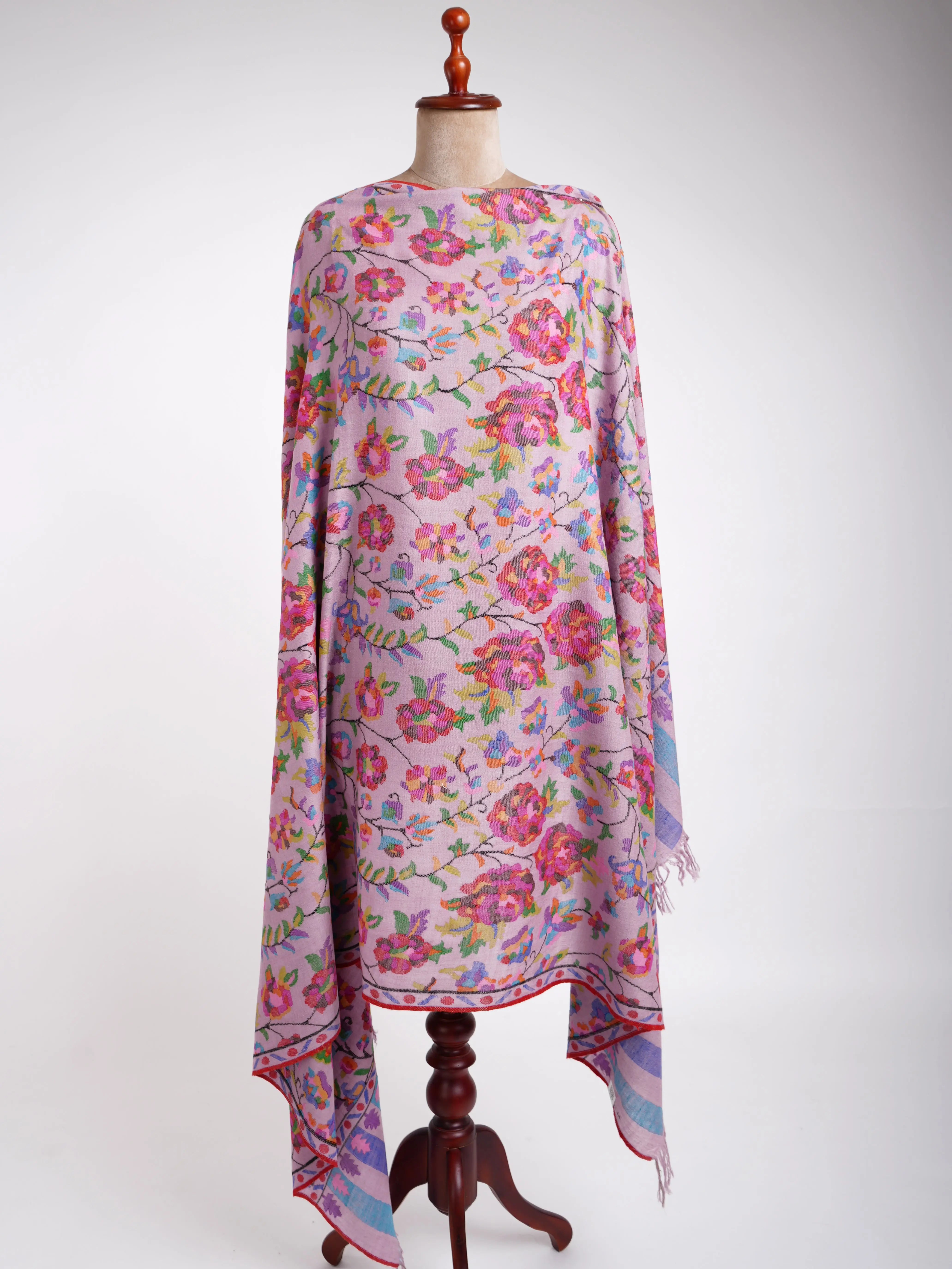 Handloomed Kani Woven Pashmina Wrap Pink Shahkaar