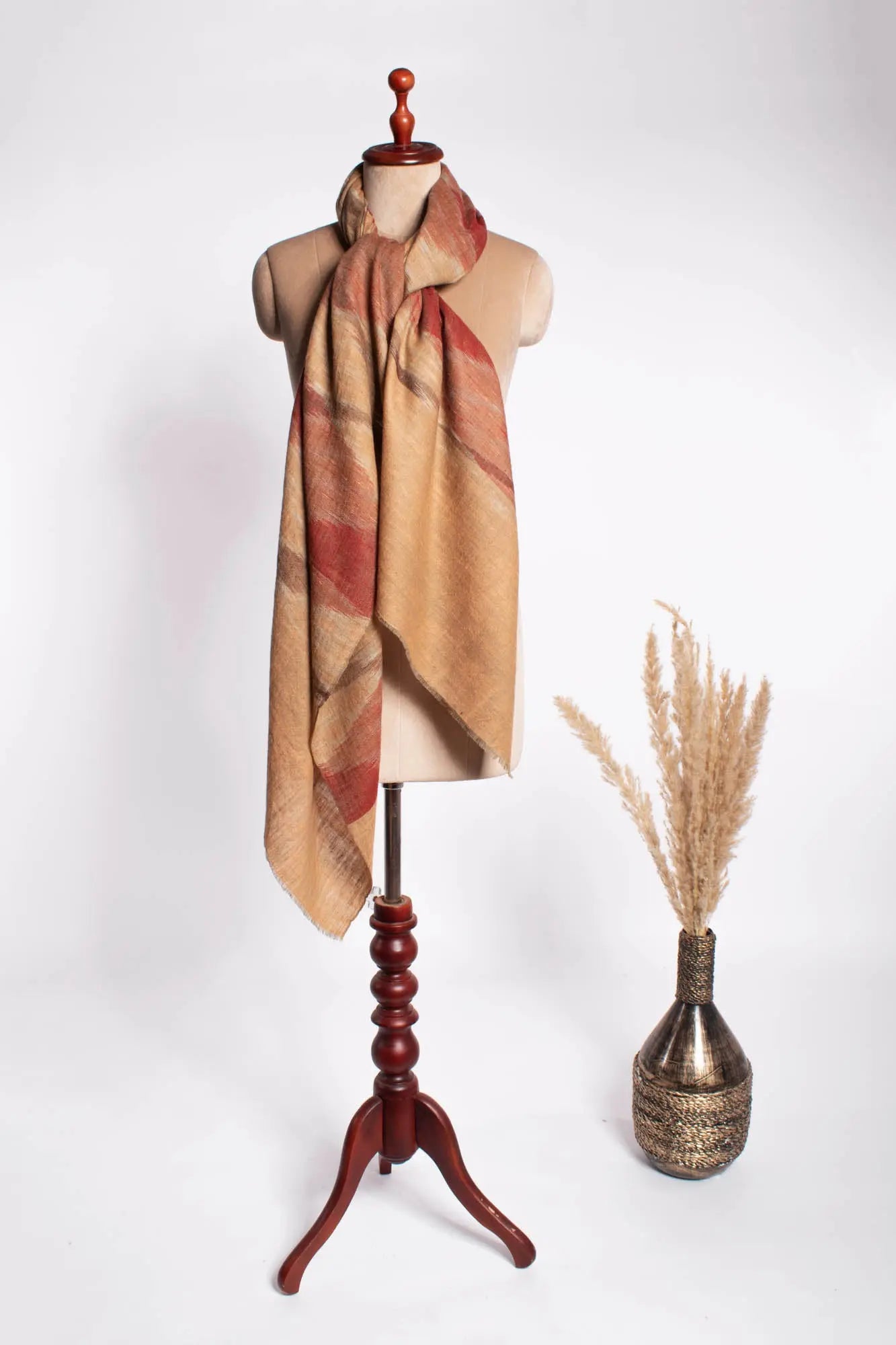 Handloomed Kashmiri Pashmina Shawl with Ikat Weaving - PEAK Shahkaar