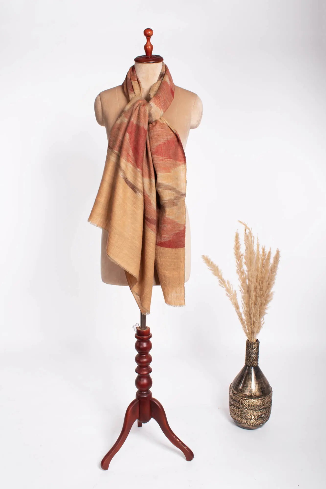 Handloomed Kashmiri Pashmina Shawl with Ikat Weaving - PEAK Shahkaar