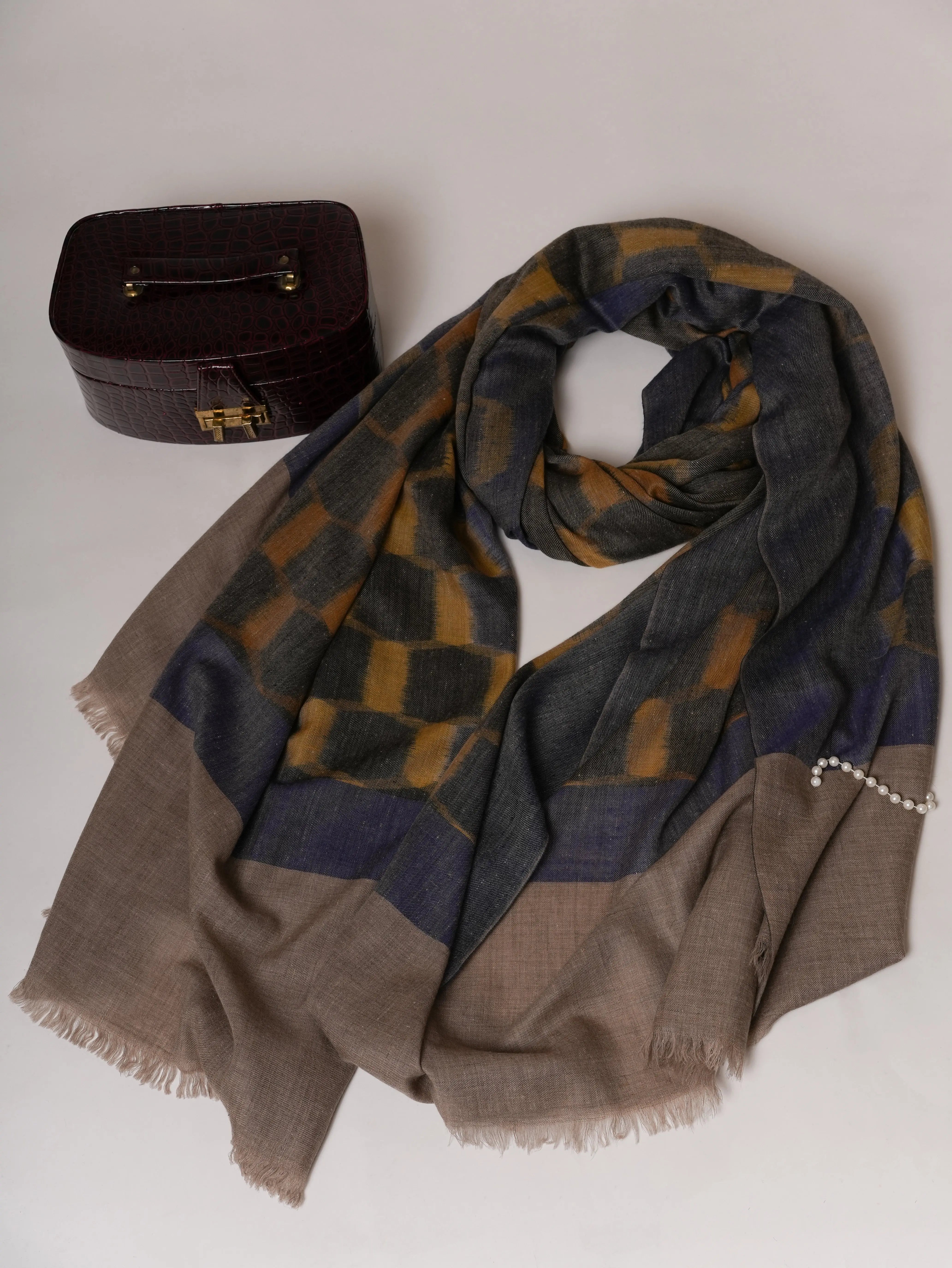 Handloomed Oversized Ikat Soft Pashmina Shawl Shahkaar