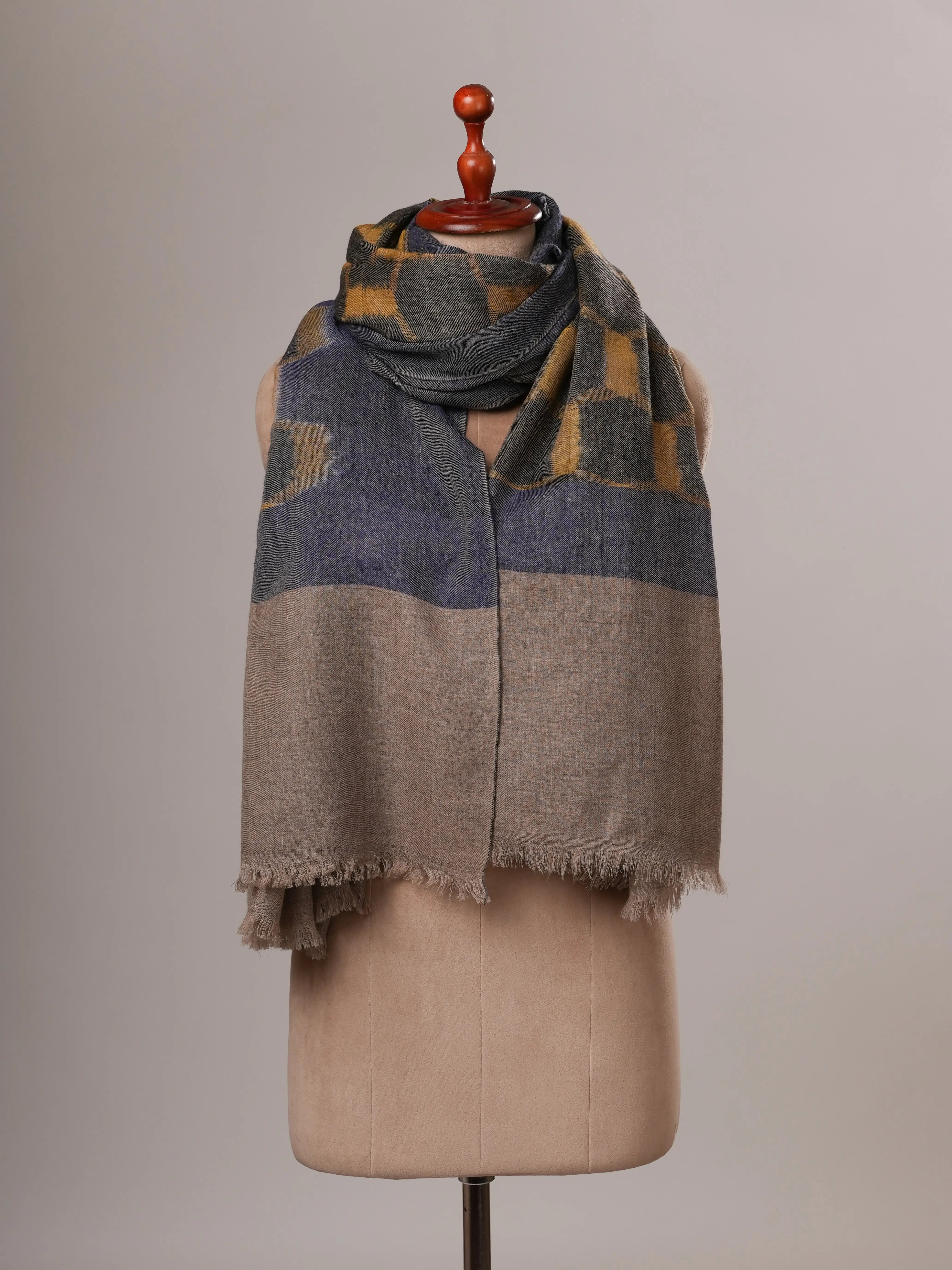 Handloomed Oversized Ikat Soft Pashmina Shawl Shahkaar