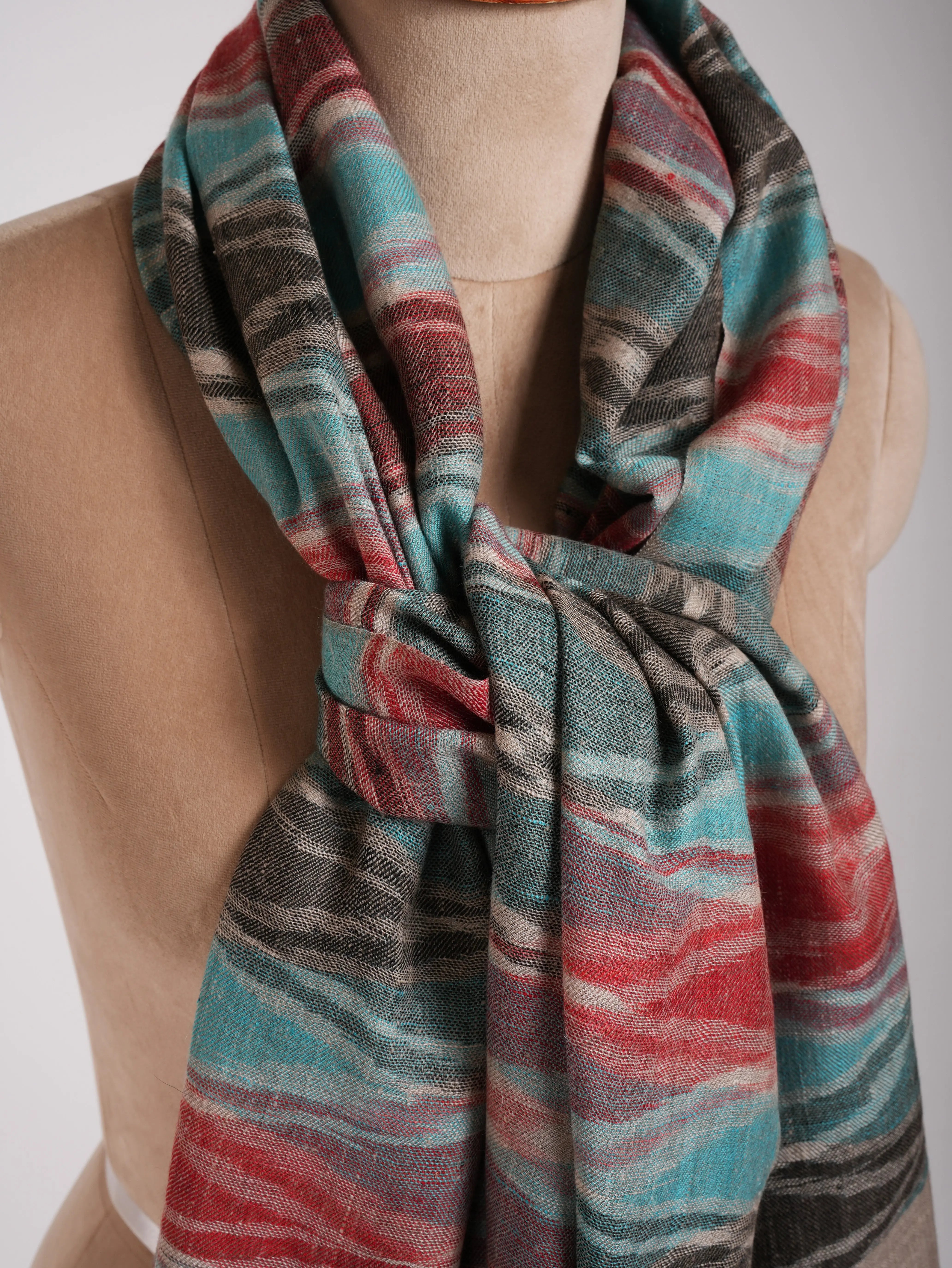 Handloomed Soft Pashmina Ikat Shawl Shahkaar