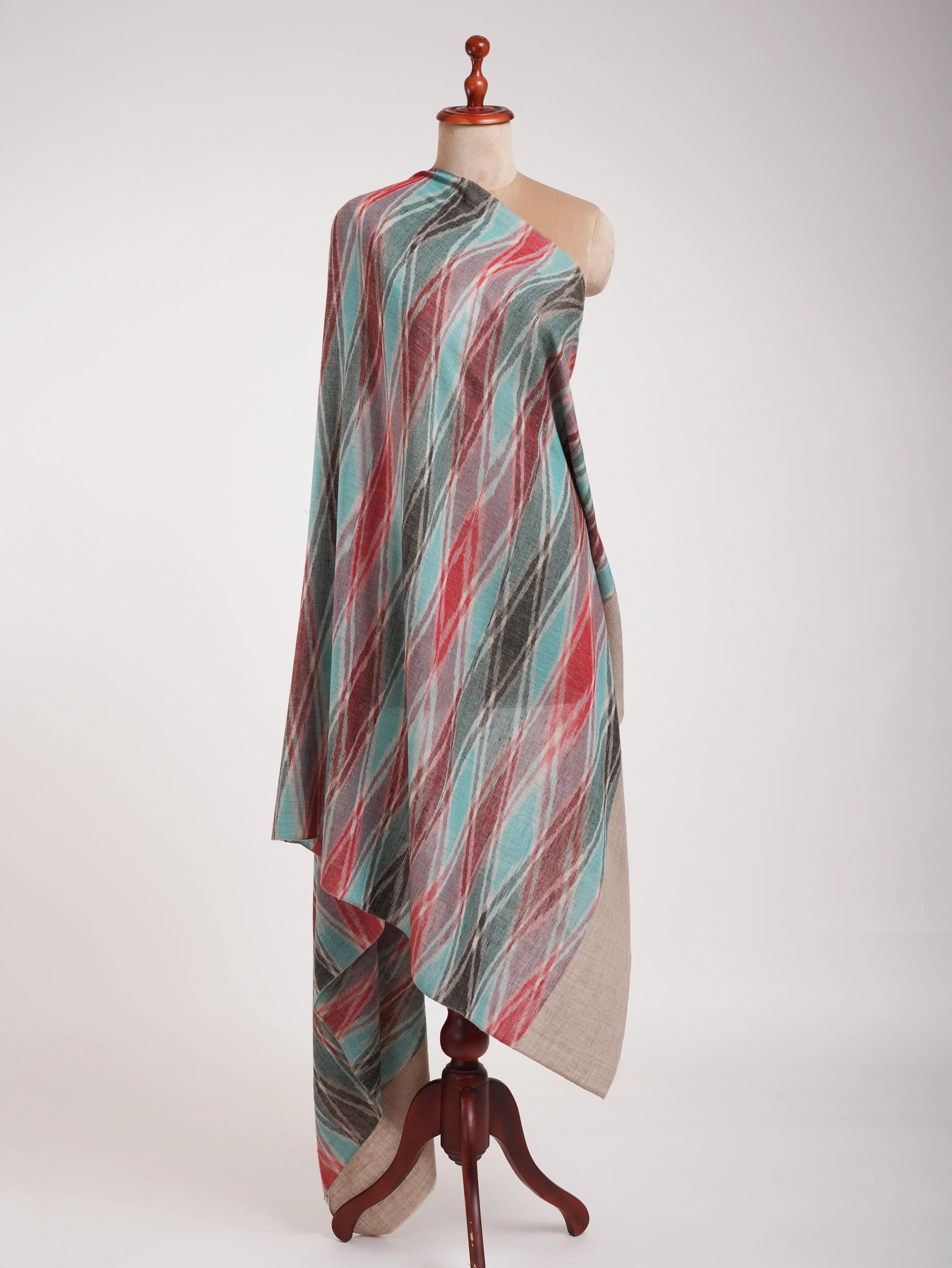 Handloomed Soft Pashmina Ikat Shawl Shahkaar