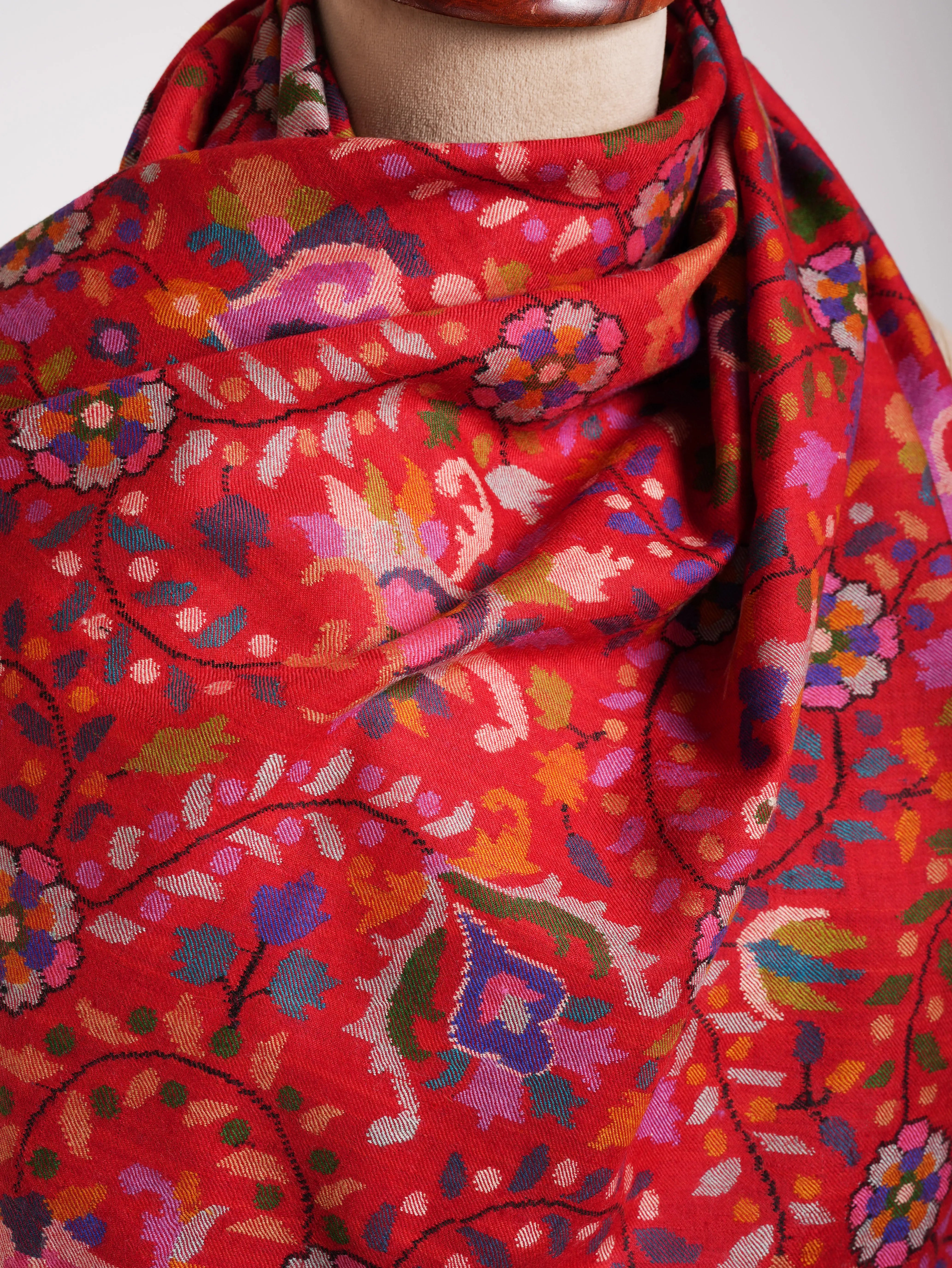 Handmade Artistic Kashmiri Kani Pashmina Jamavar Shawl Shahkaar