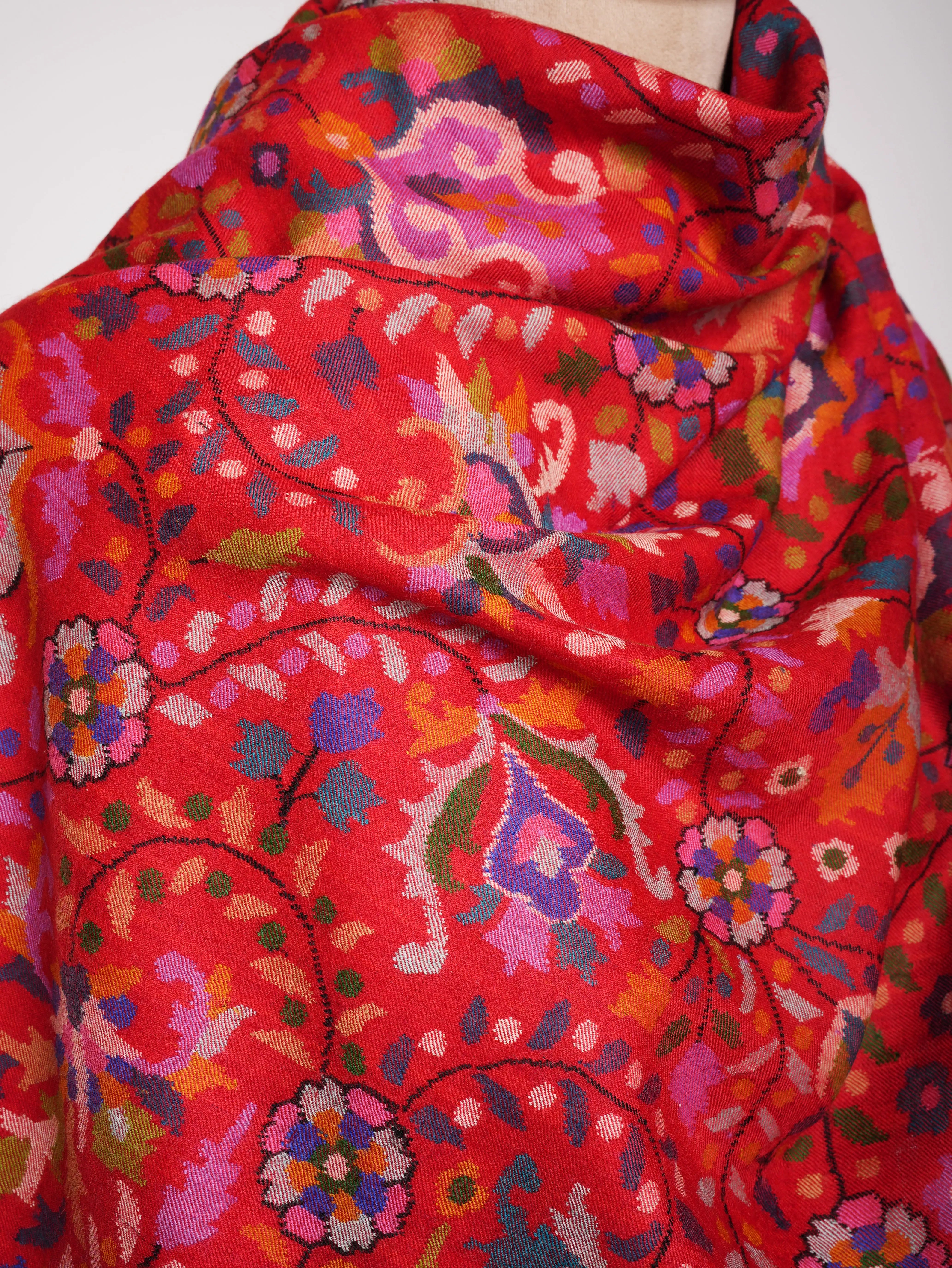 Handmade Artistic Kashmiri Kani Pashmina Jamavar Shawl Shahkaar