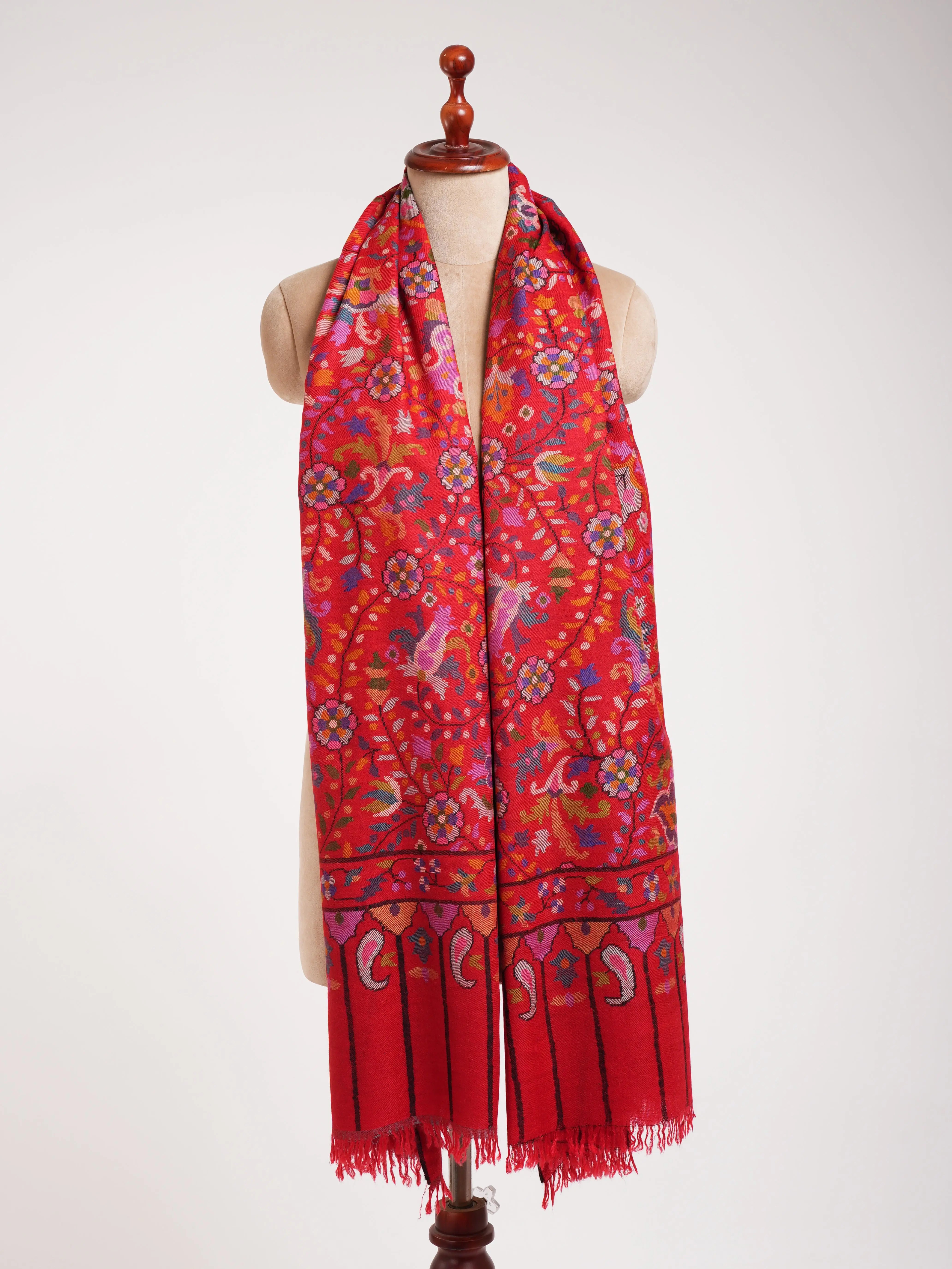 Handmade Artistic Kashmiri Kani Pashmina Jamavar Shawl Shahkaar